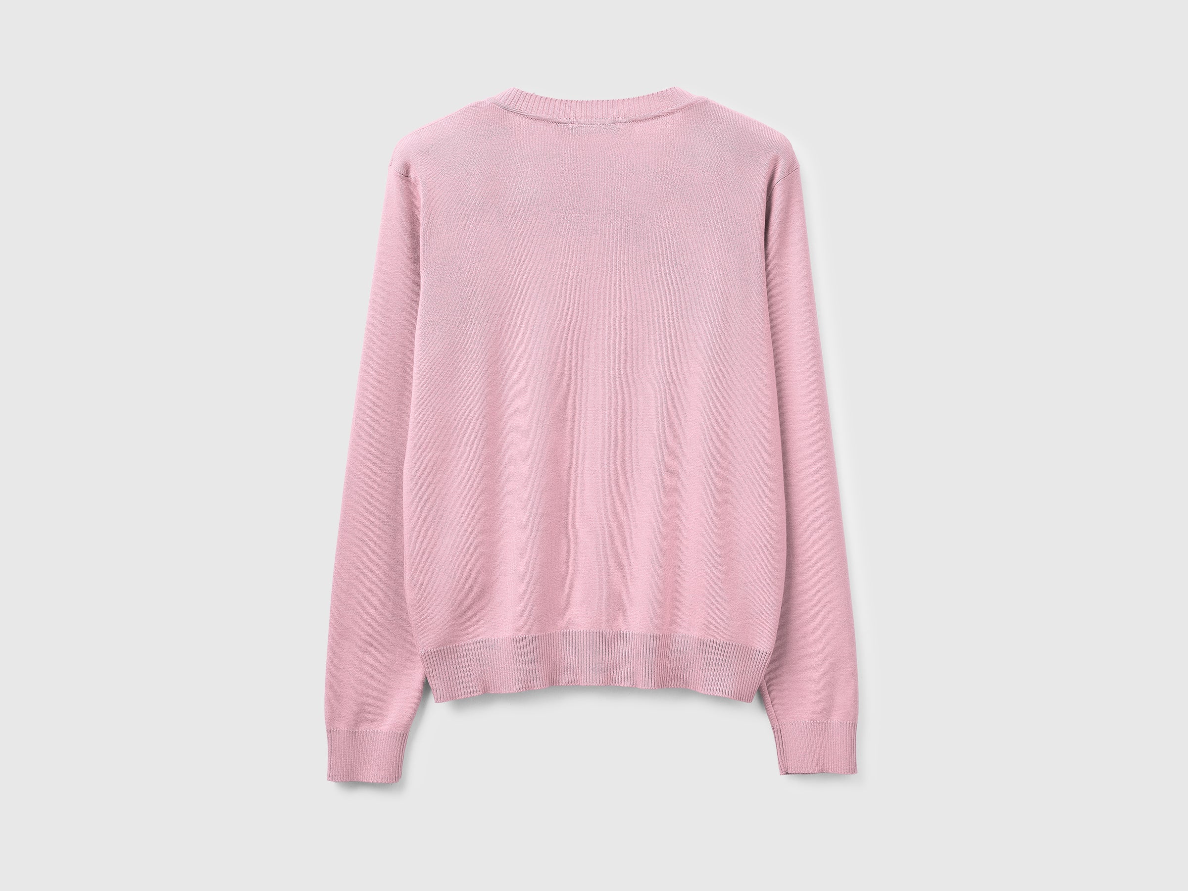 Pink V-neck sweater in tricot cotton - ucb_image_BS