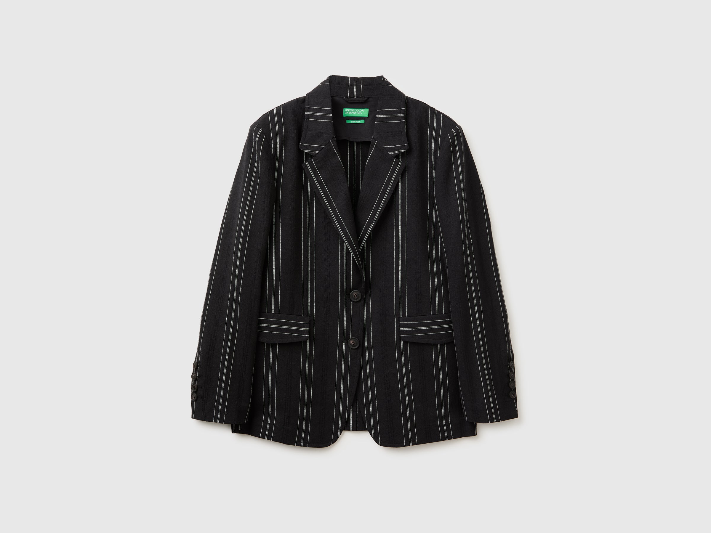Blazer às riscas em mistura de linho - ucb_image_FS