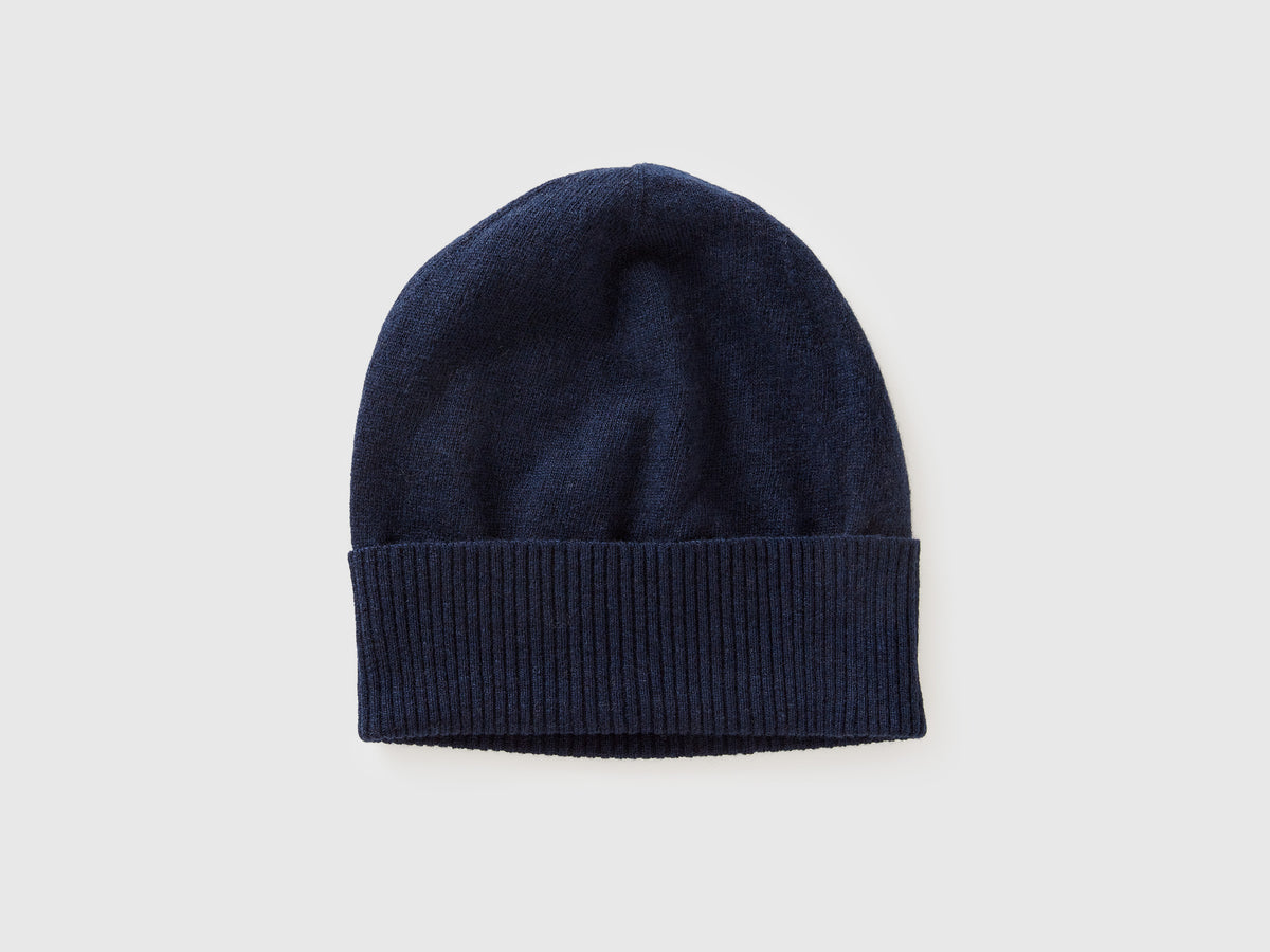Gorro azul-escuro em pura lã Merino - ucb_image_FS