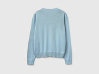 Camisola azul-claro em algodão tricot com decote em V - ucb_image_BS