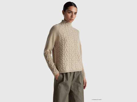 Camisola de gola alta em pura caxemira - ucb_image_F