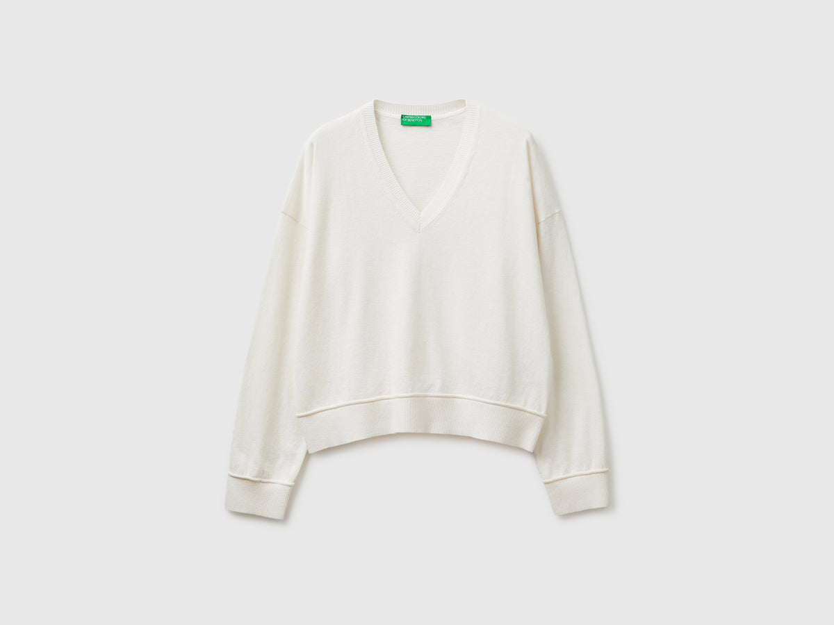 V-neck sweater in cotton and wool - ucb_image_FS