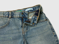 Used-effect denim Bermuda shorts - ucb_image_DS1