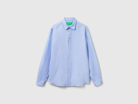 Camisa azul-claro padrão em linho puro - ucb_image_FS