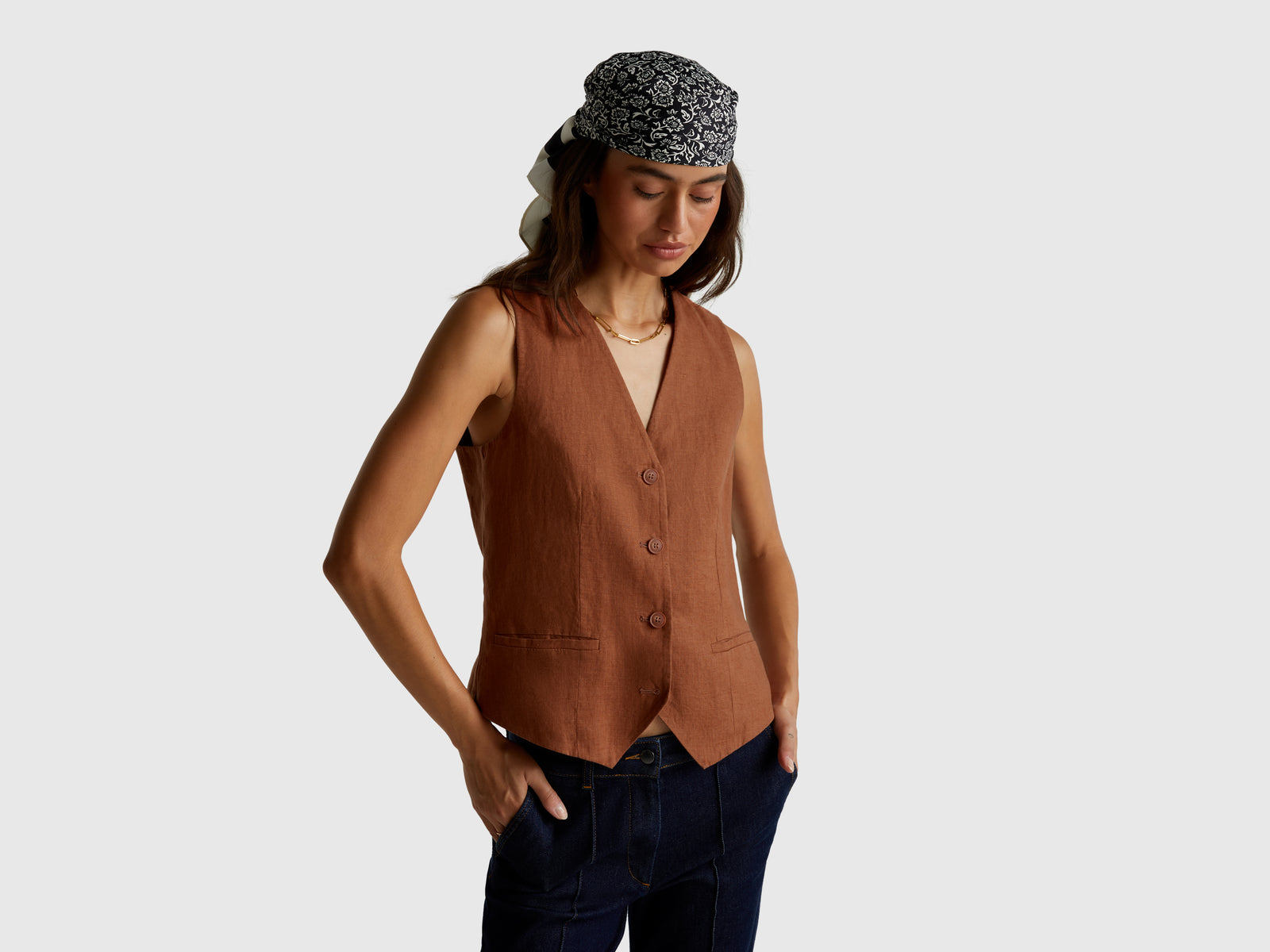 Pure linen vest