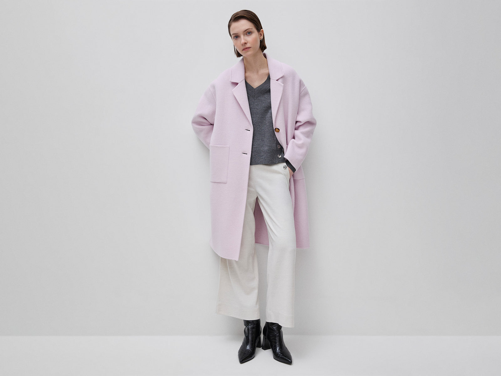 Long coat in wool blend