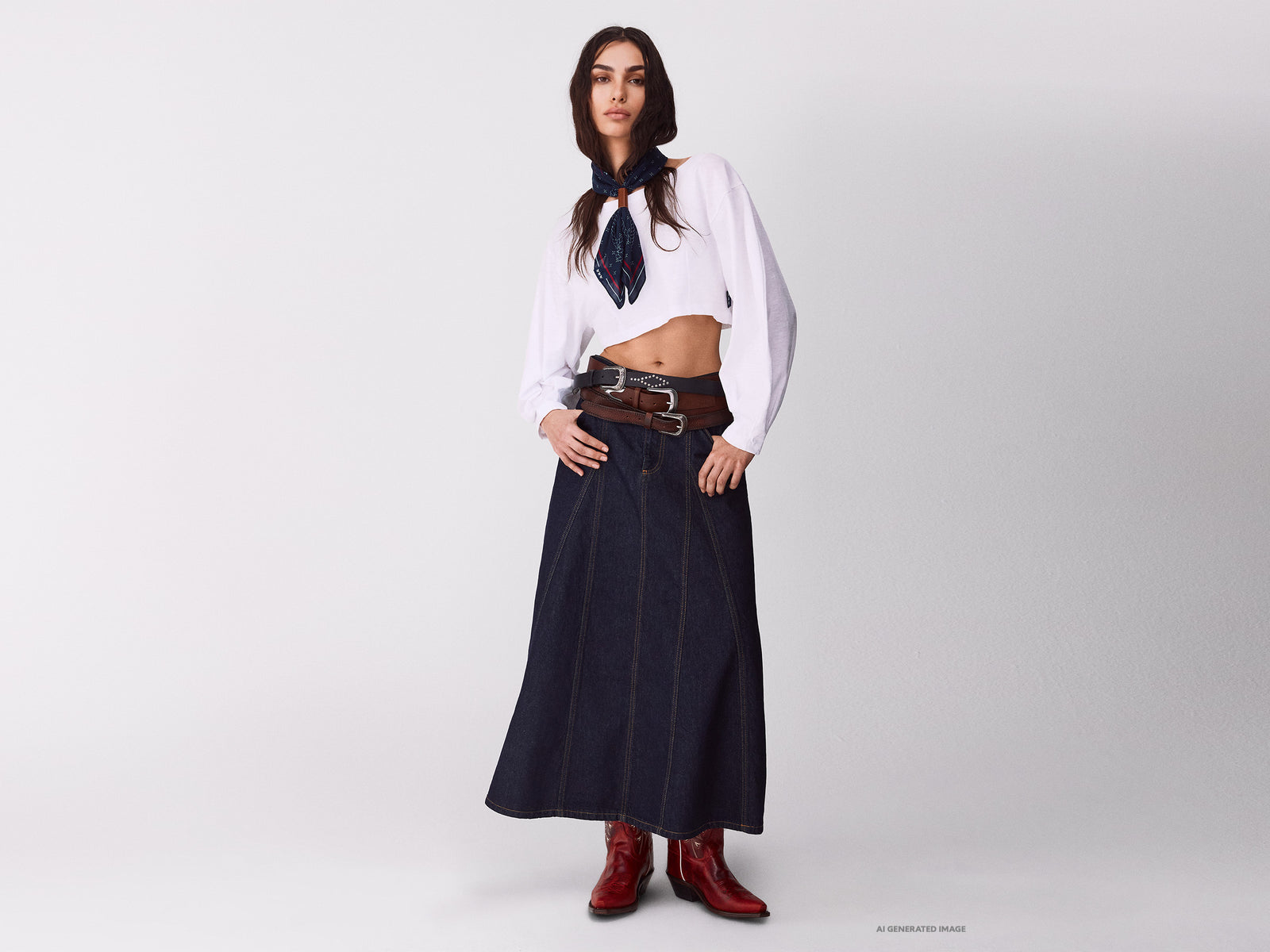 Reworked effect denim skirt