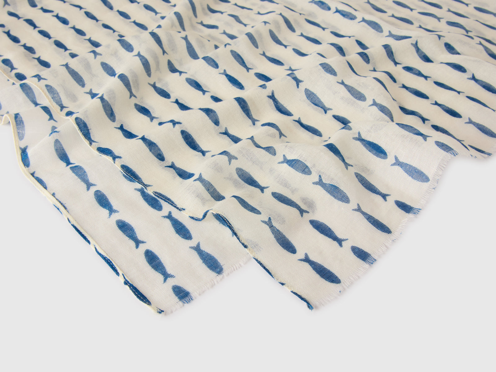 Linen blend fish print scarf - ucb_image_DS1