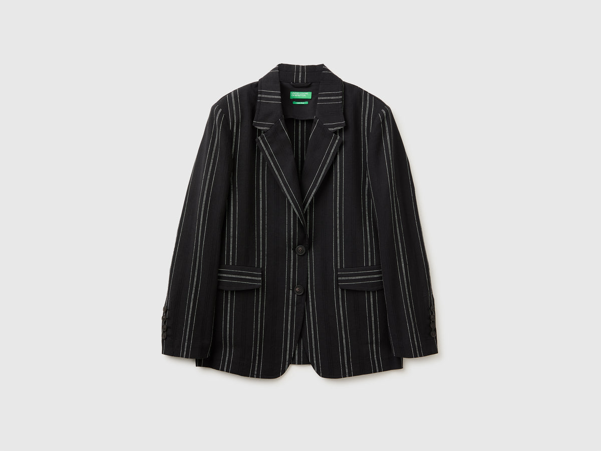 Striped linen blend blazer - ucb_image_FS