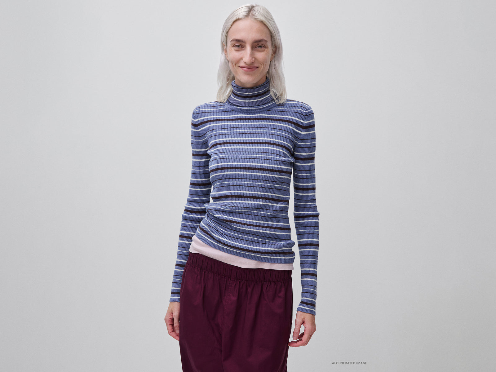 Camisola de gola alta canelada em mistura de seda e lã - ucb_image_F