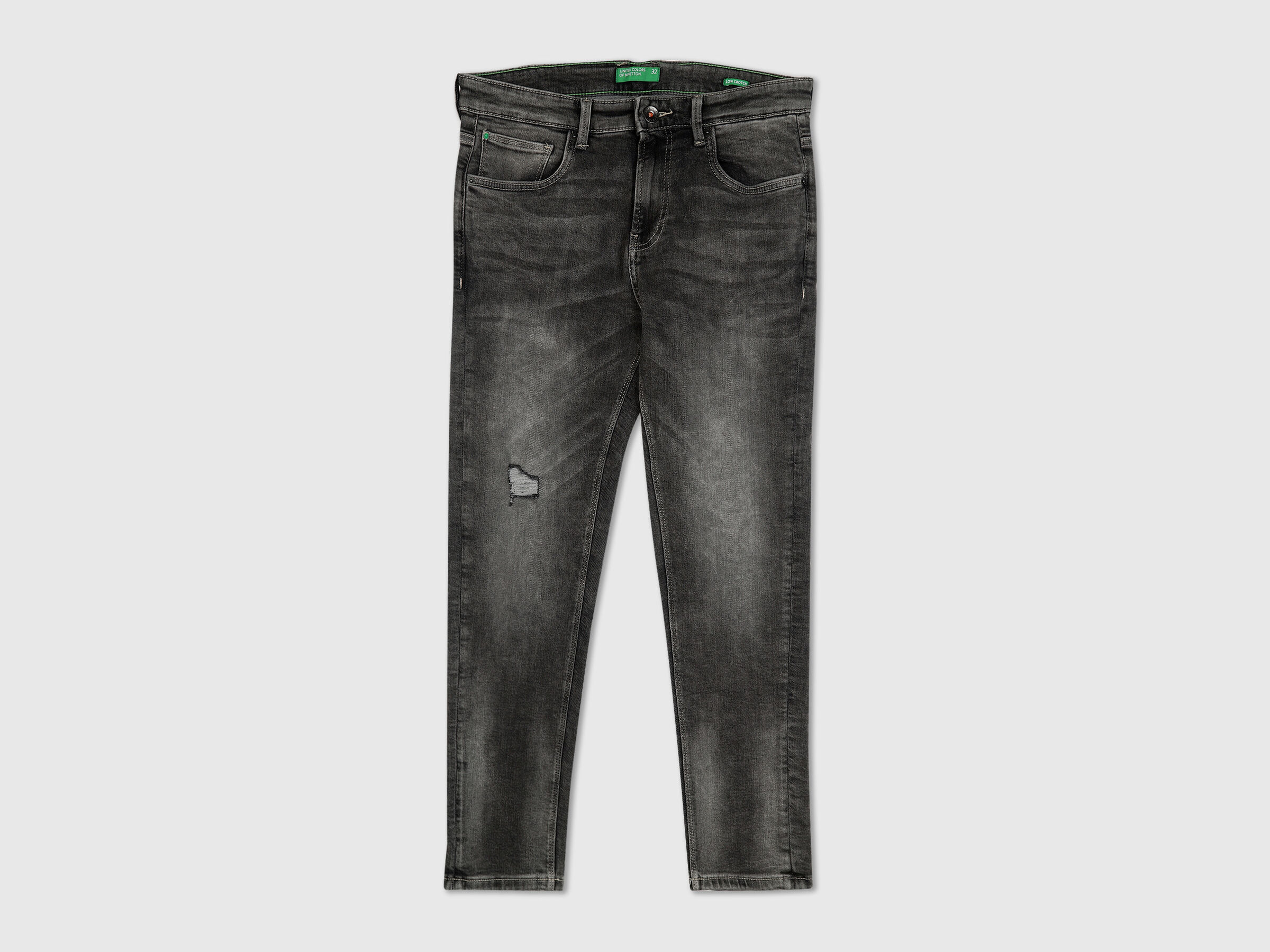 Low Crotch Faded Grey High Stretch Jeans image number 5