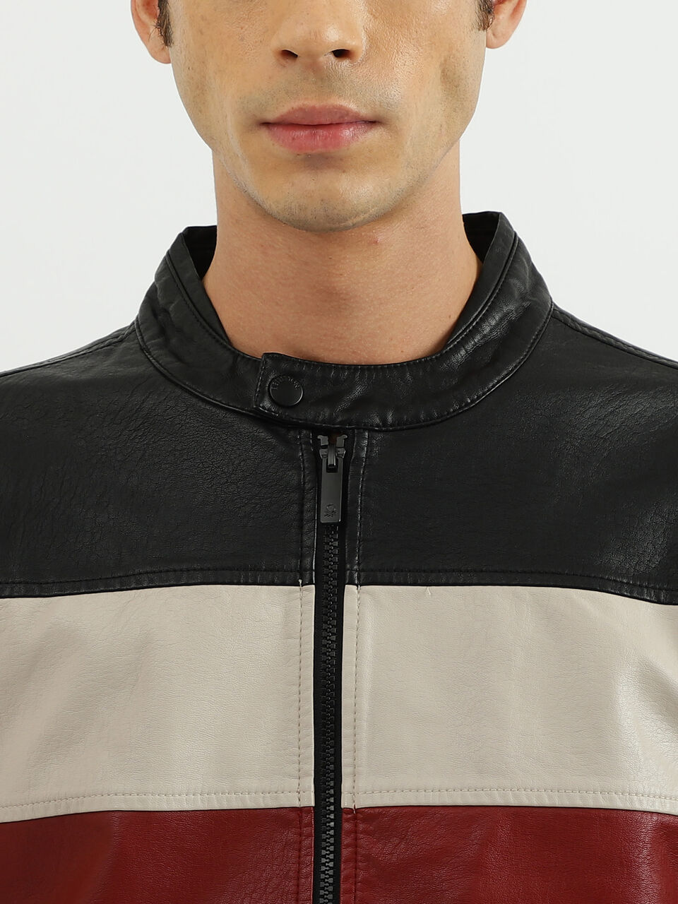 PU COLOR BLOCK JACKET image number null