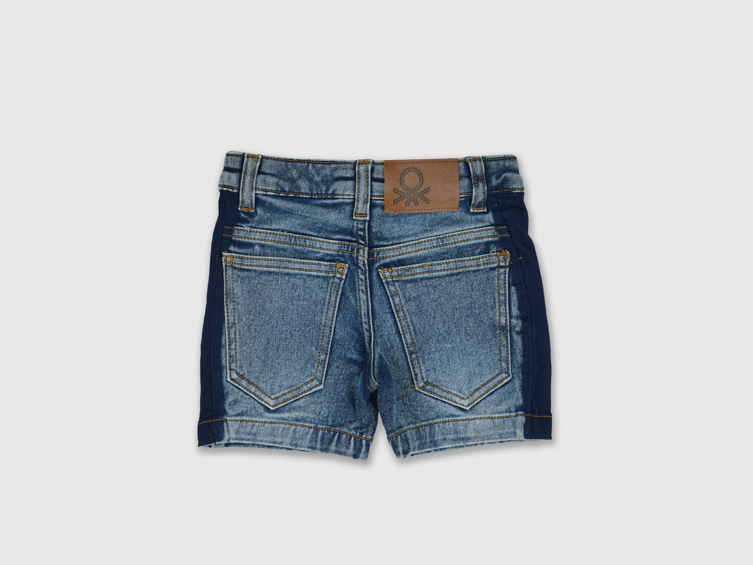 Denim Short With Color Block And Badge image number 1