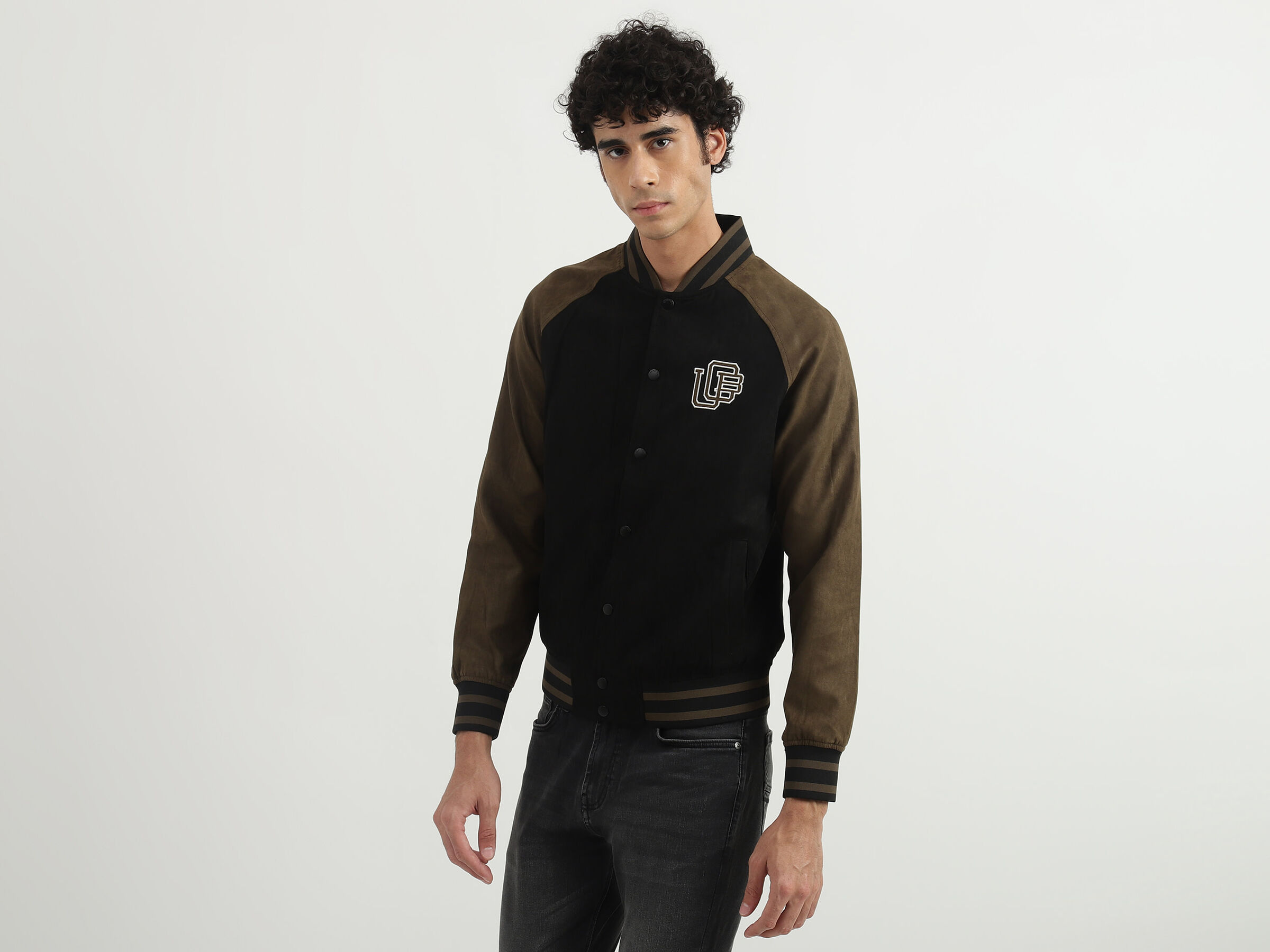 SUEDE VARSITY BOMBER JACKET image number 1