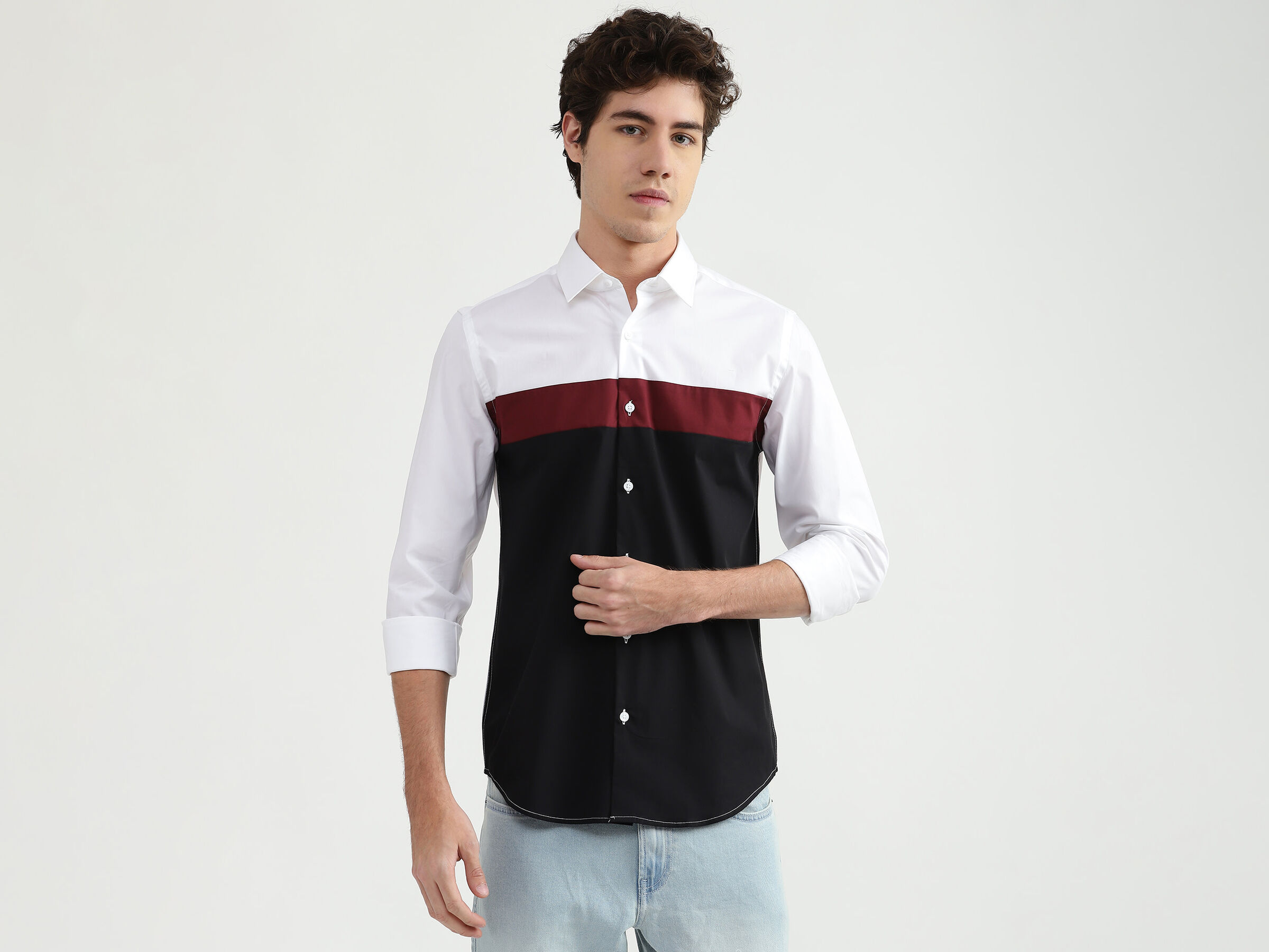 Full Sleeves Overall Colourblock Shirt image number 0