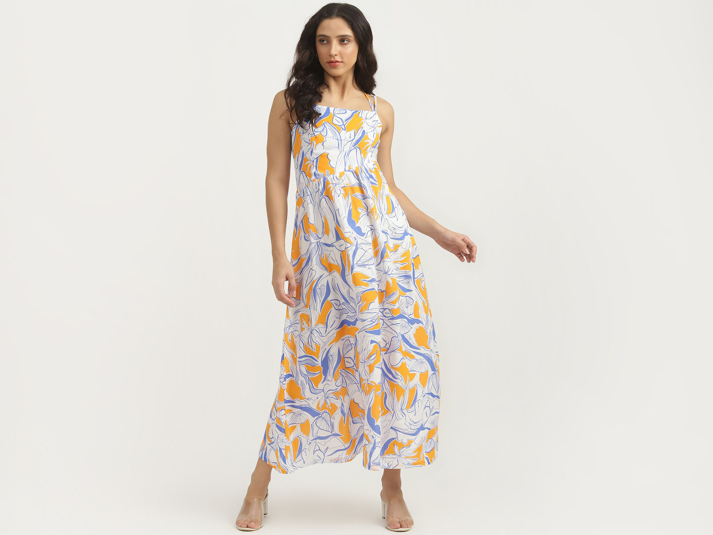 Noodle Strap Maxi DreShort Sleeve With AShort Sleeve ymetrica image number 3
