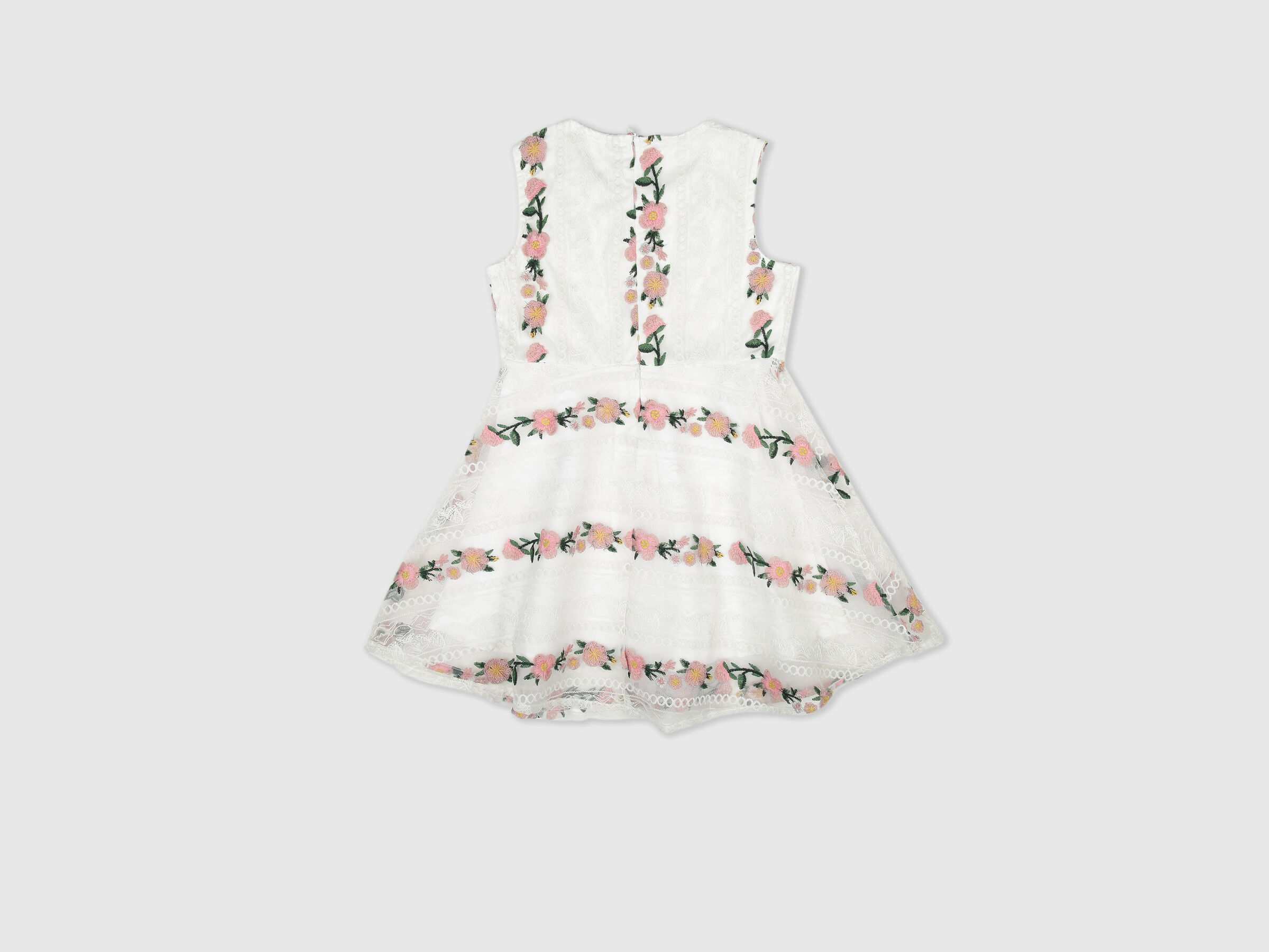 Striper Flower Lace DreShort Sleeve image number 1