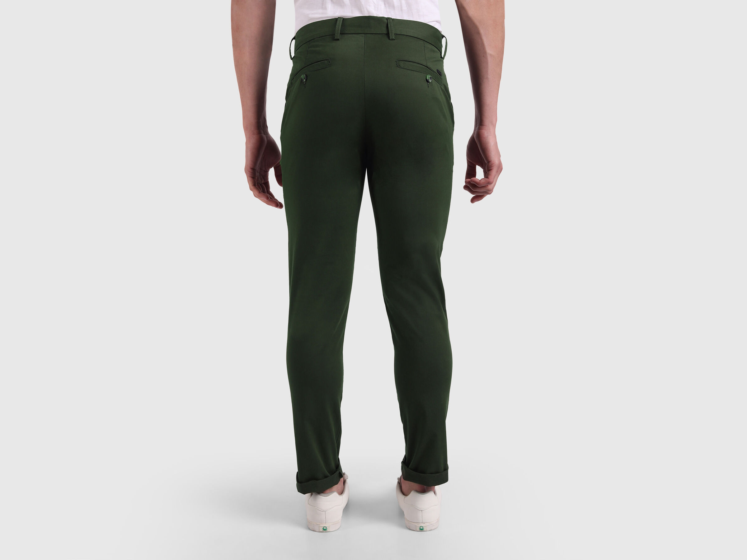 Slim fit satin trousers with stretch image number 2