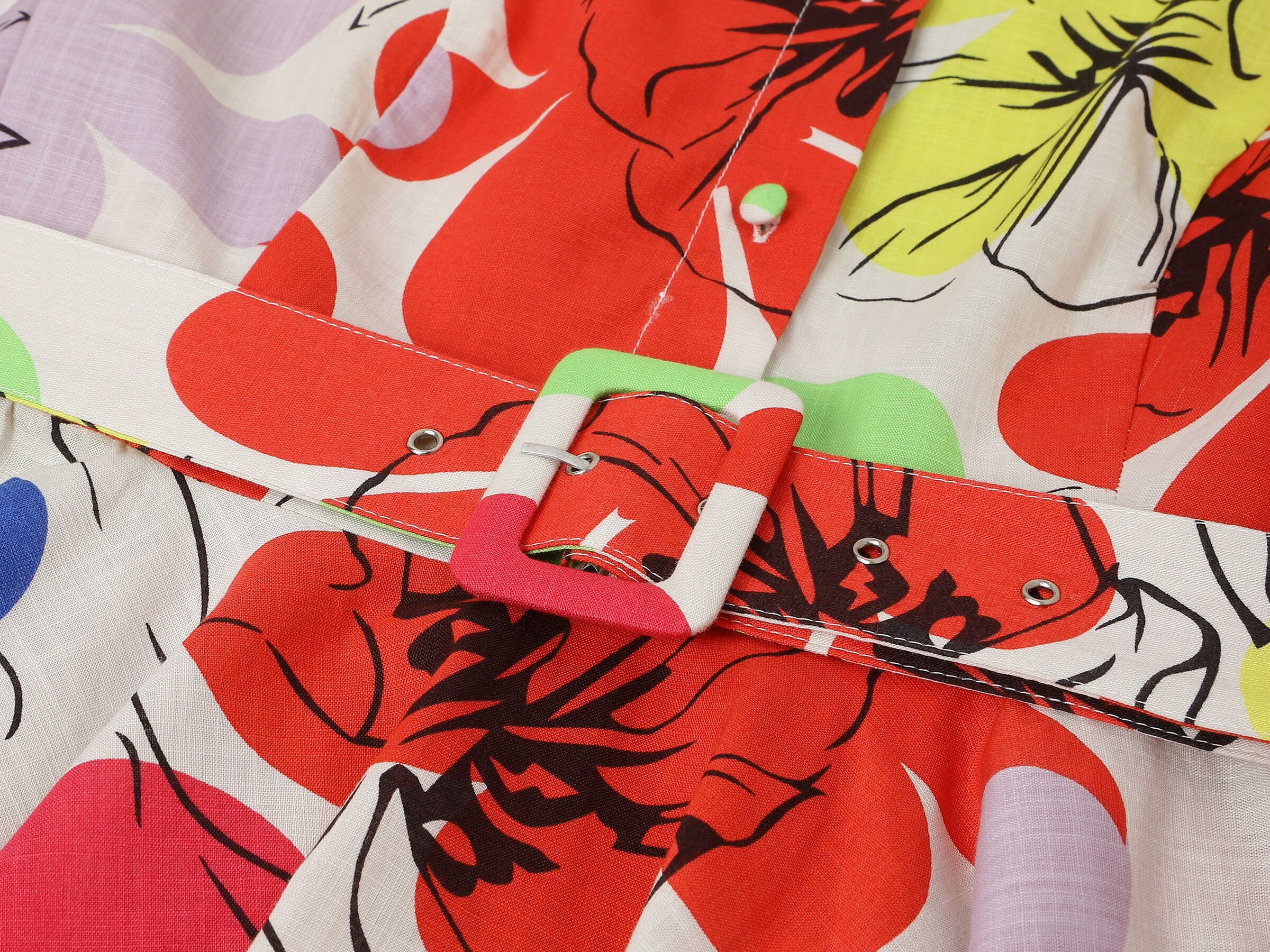 S/S PRINTED SHORT FLARE DRESS WITH BELT image number 9