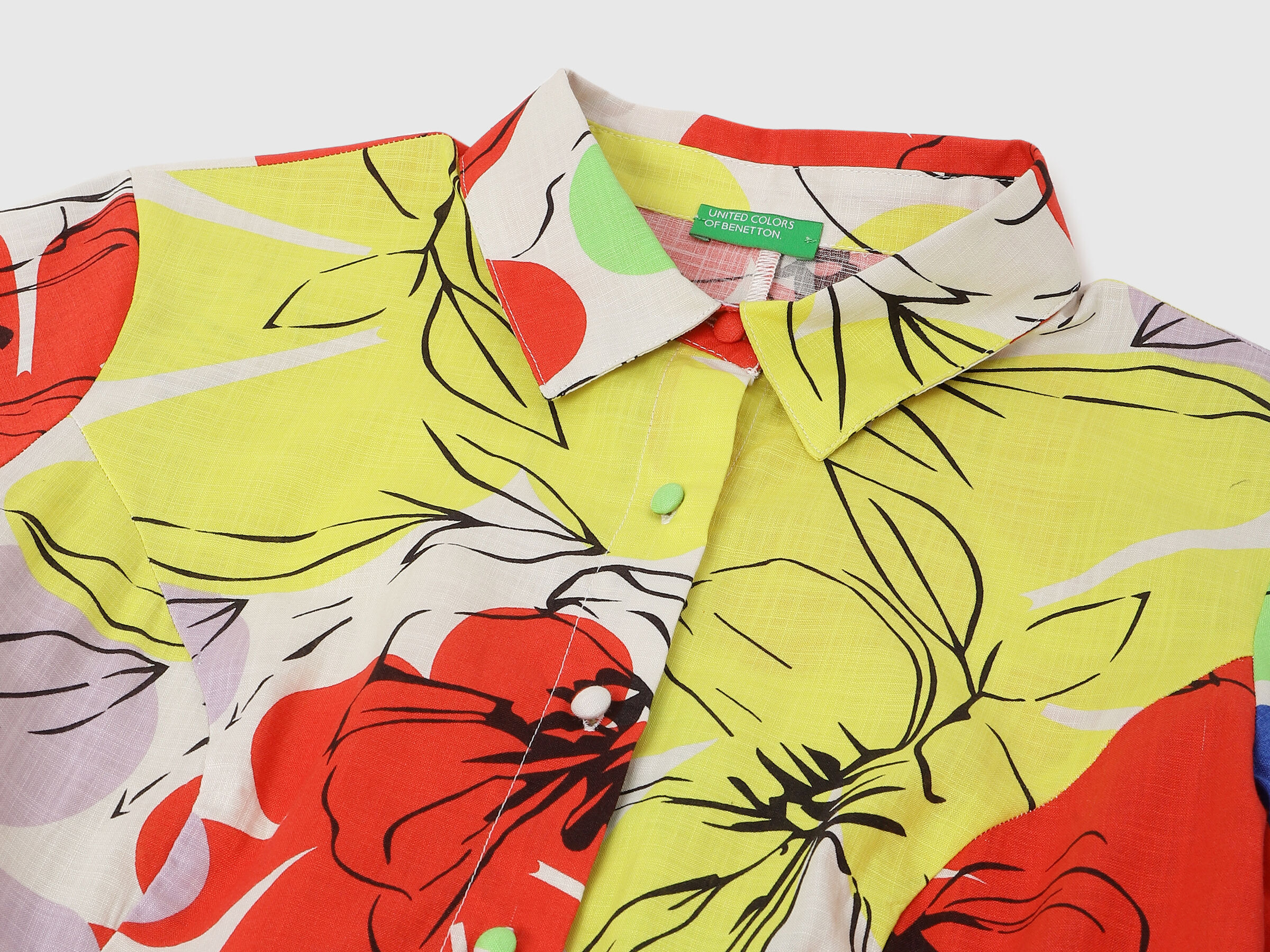 S/S PRINTED SHORT FLARE DRESS WITH BELT image number 8