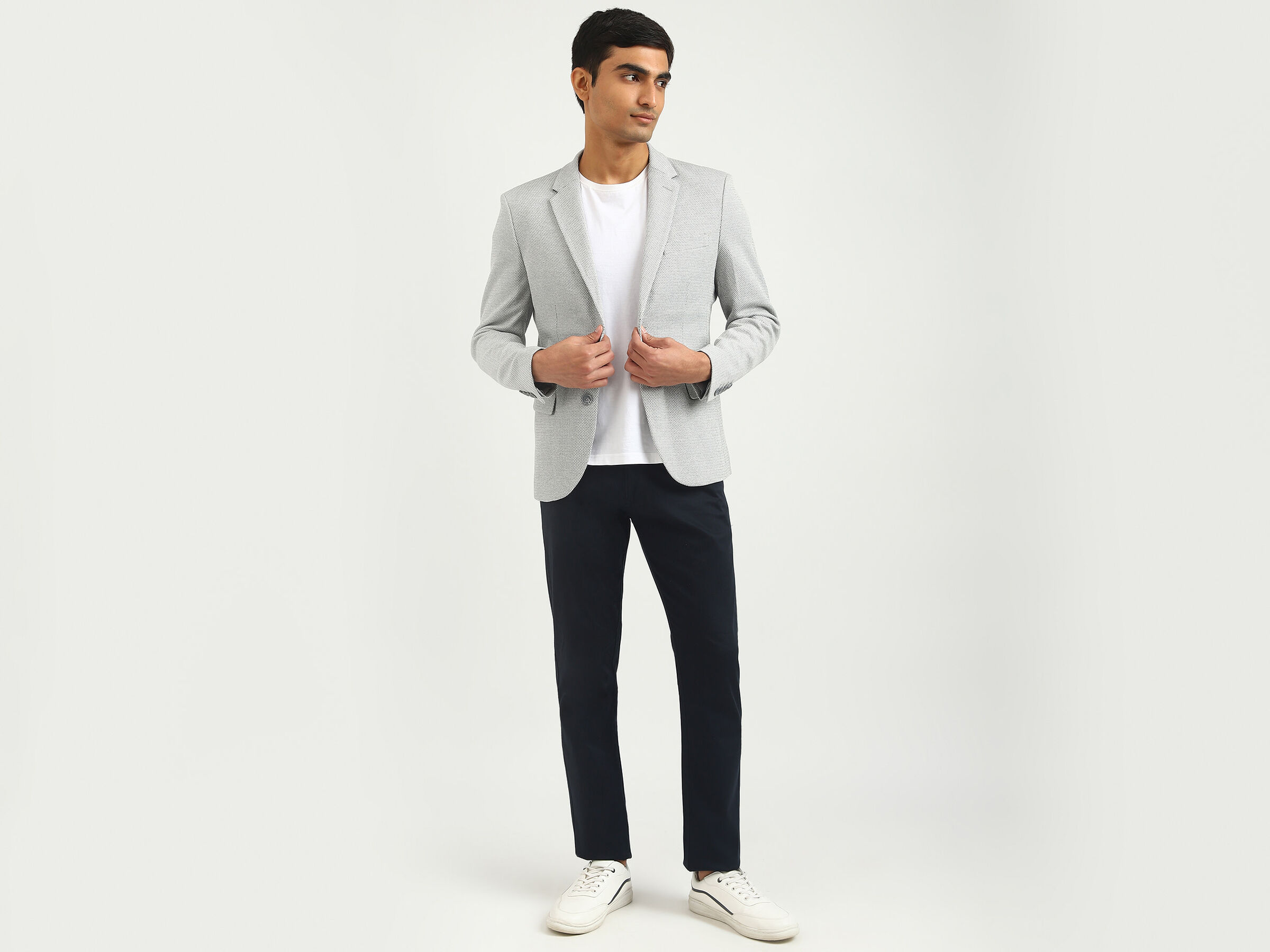 MESH STRUCTURE KNIT BLAZER image number 3