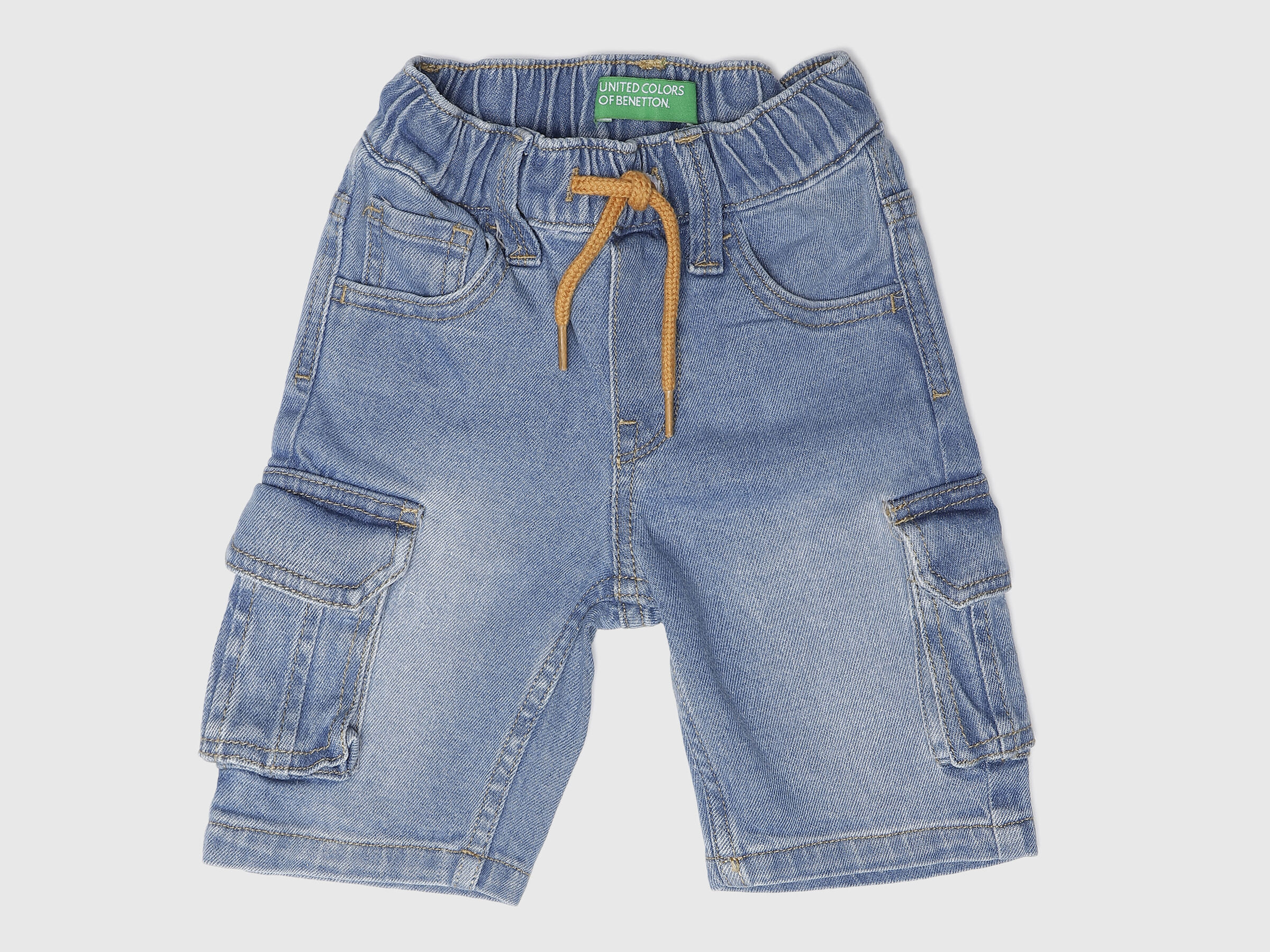 Cargo Blue Denim Shorts-Solid image number 0