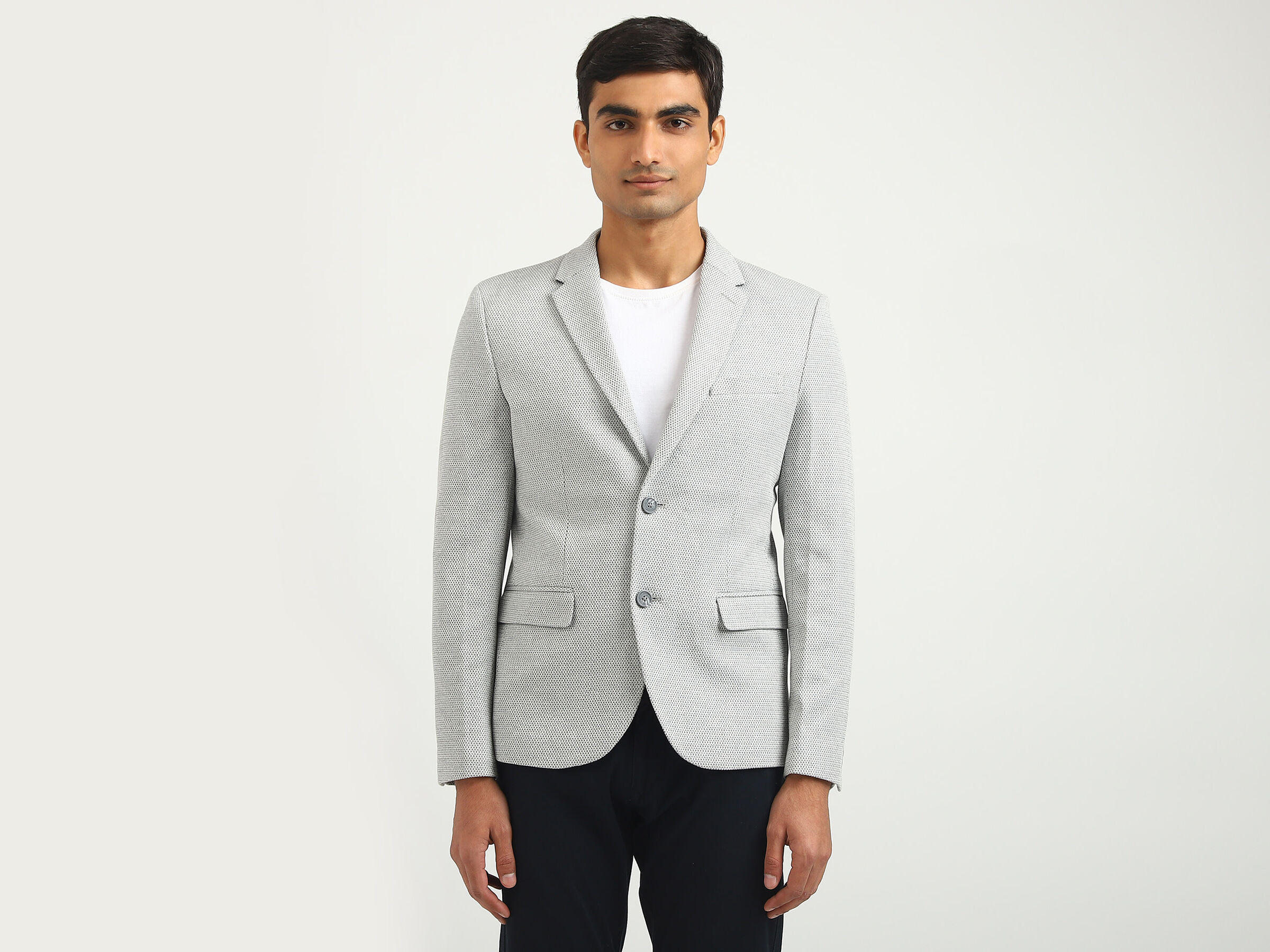 MESH STRUCTURE KNIT BLAZER image number 0