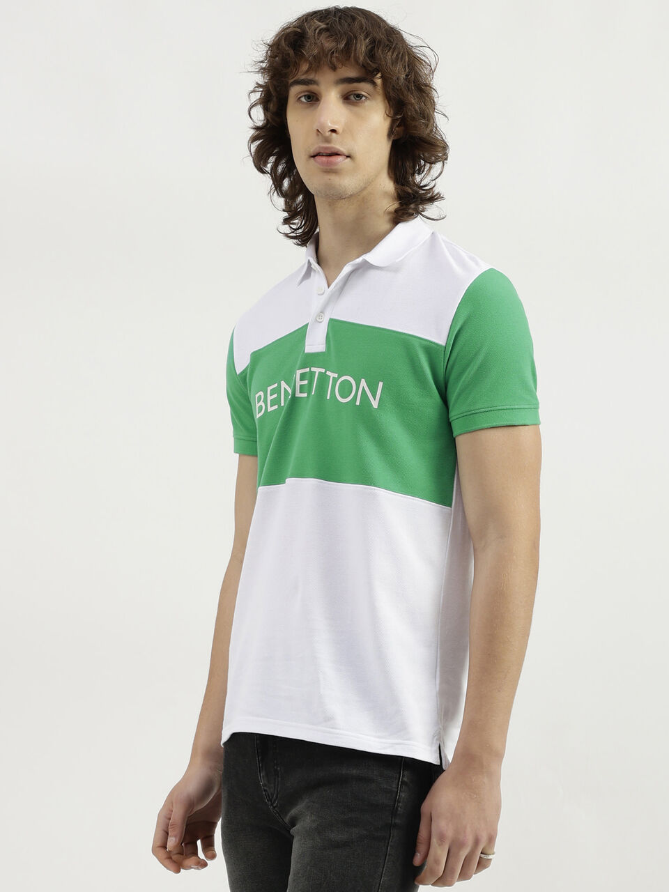 COLOR BLOCK BRANDED PIQUE POLO image number null