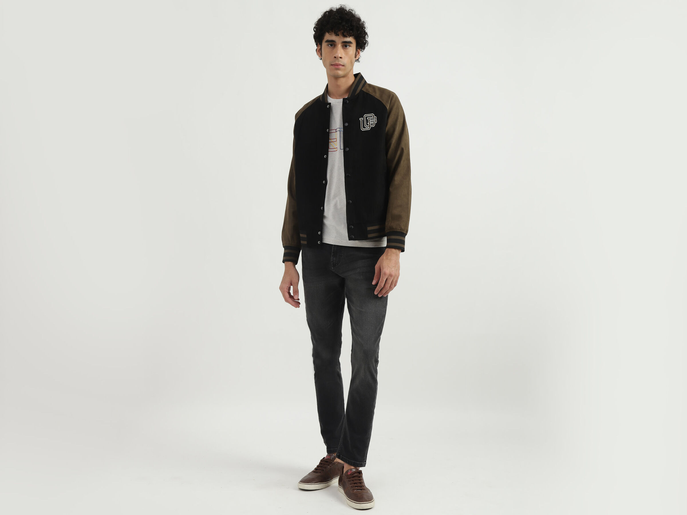 SUEDE VARSITY BOMBER JACKET image number 3