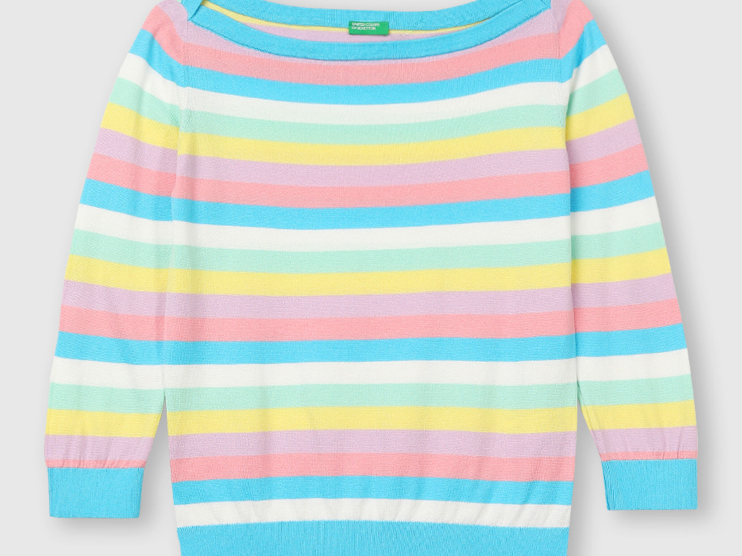 Cotton Boat Neck Striped Sweater image number 4