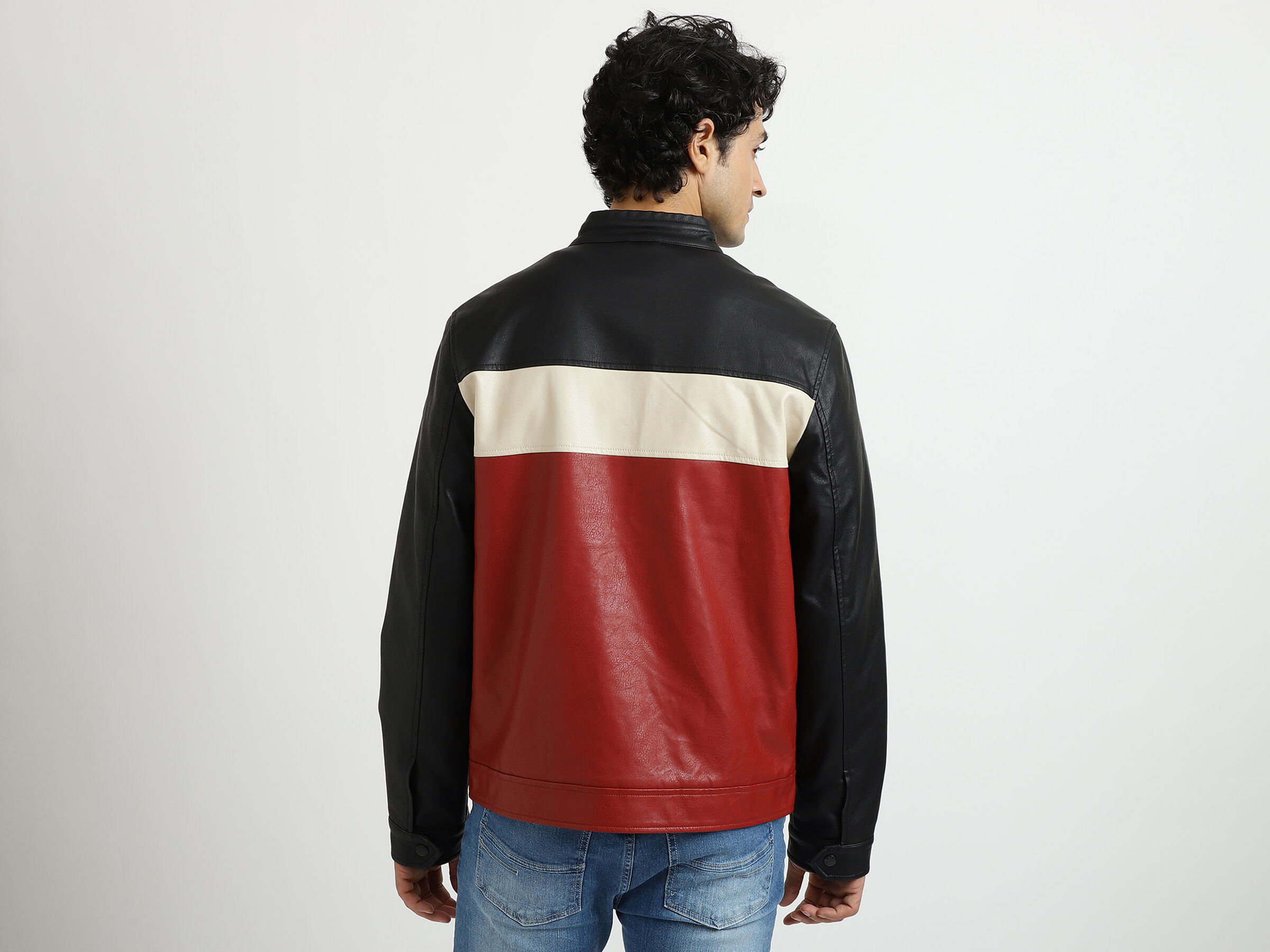 PU COLOR BLOCK JACKET image number 3
