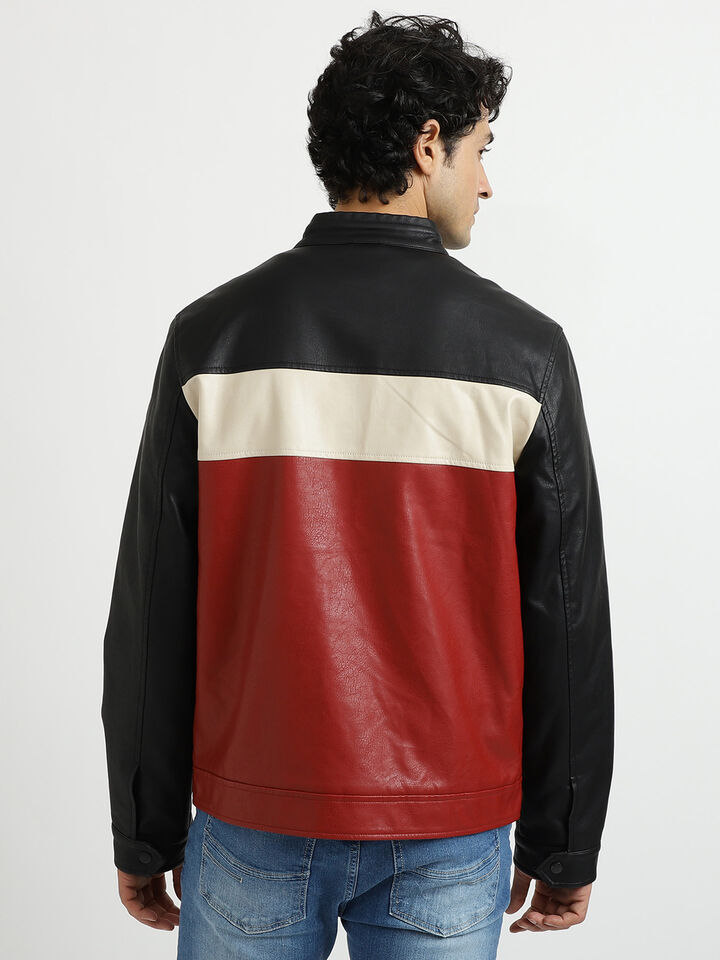 PU COLOR BLOCK JACKET image number 3