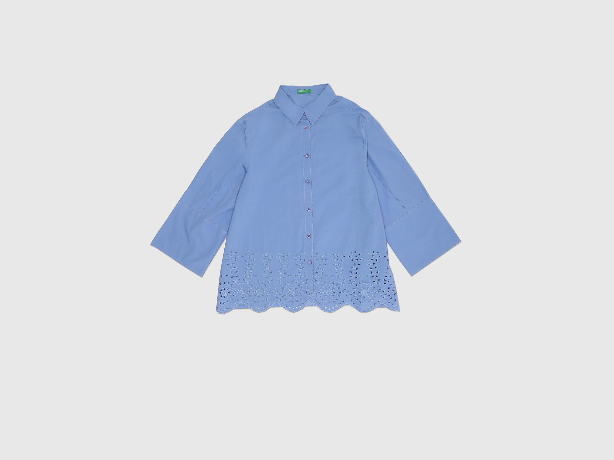 Long Sleeve Button Down Shirt With Scallop Emb. image number 5
