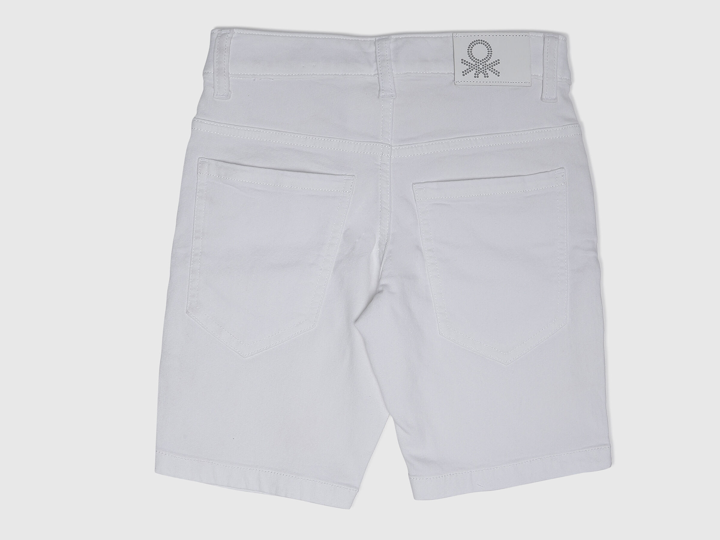 White Denim Shorts-Solid image number 0