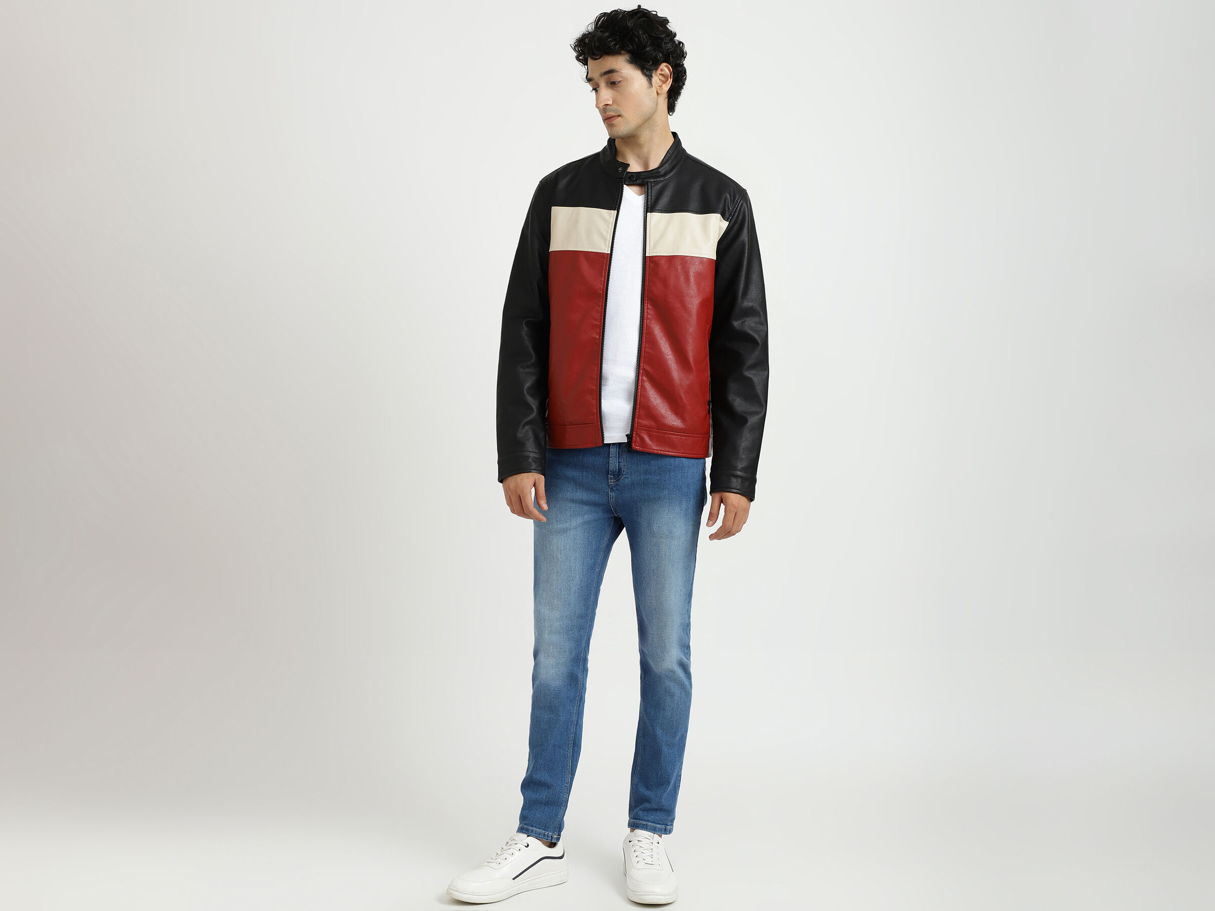 PU COLOR BLOCK JACKET image number 4