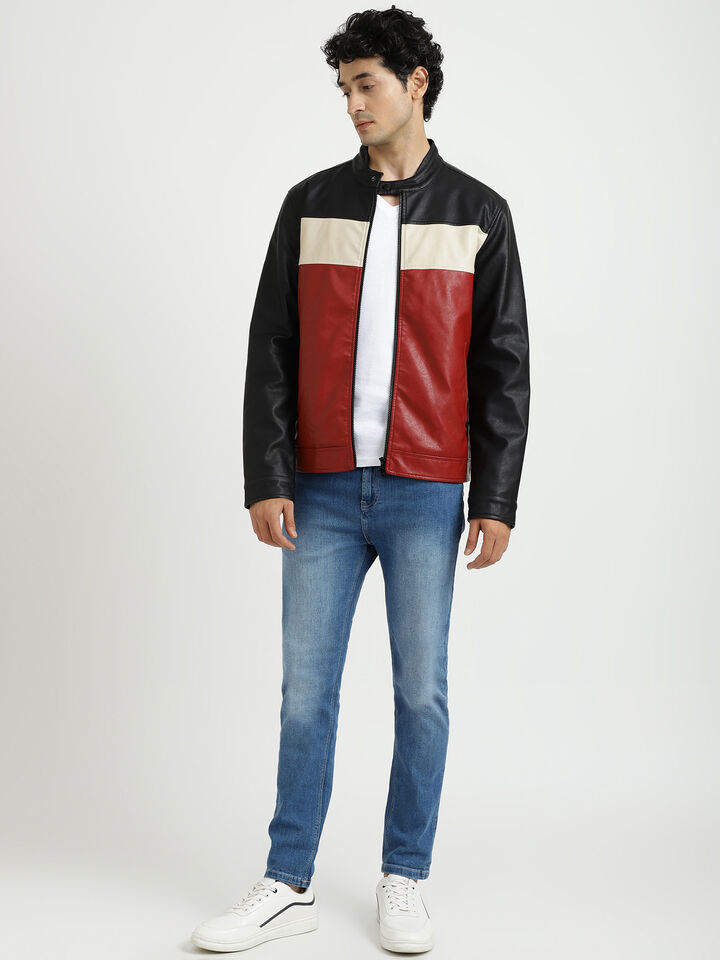 PU COLOR BLOCK JACKET image number 4