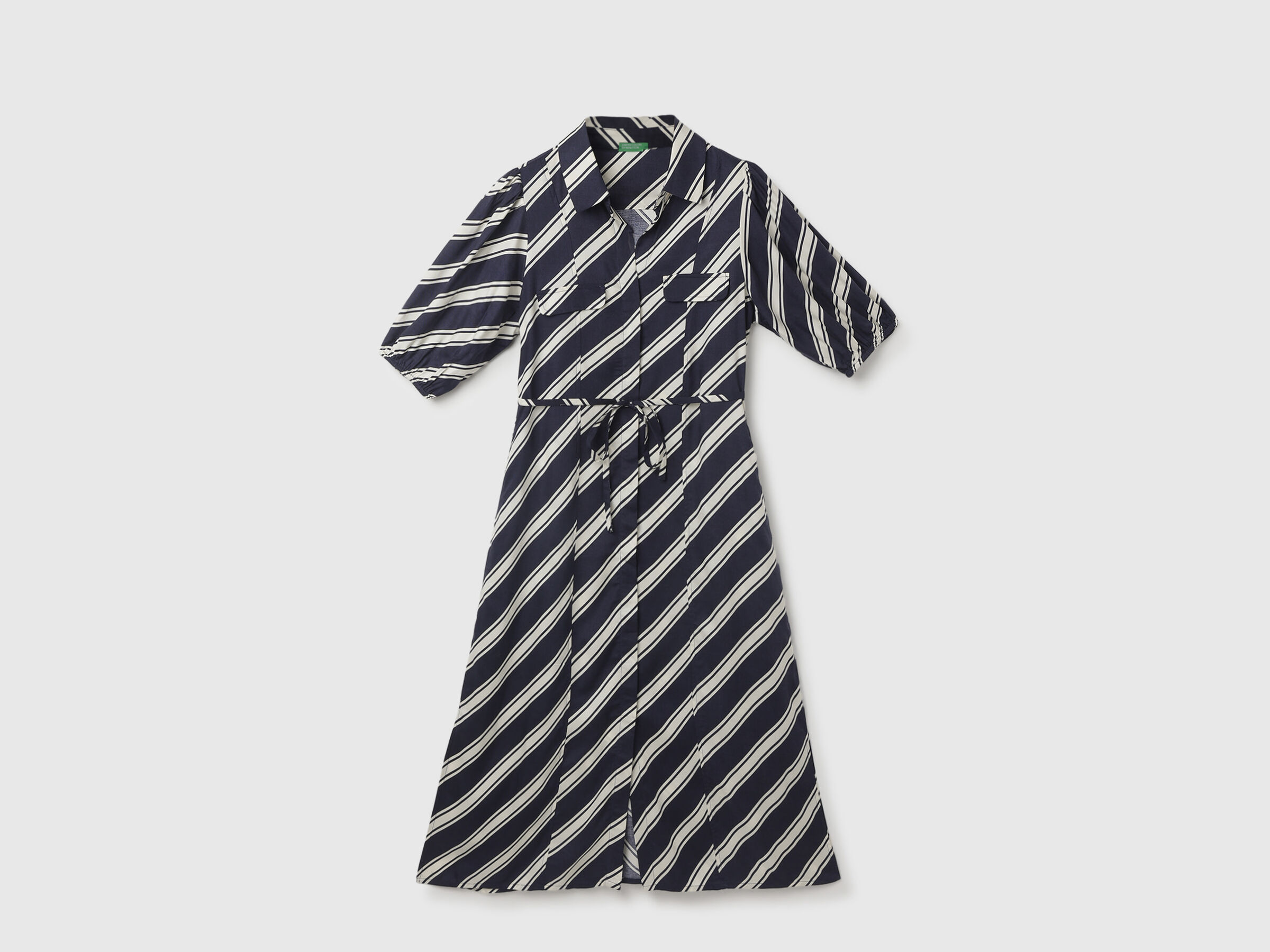 S/S DIAGONAL STRIPE SHIRT DRESS image number 5