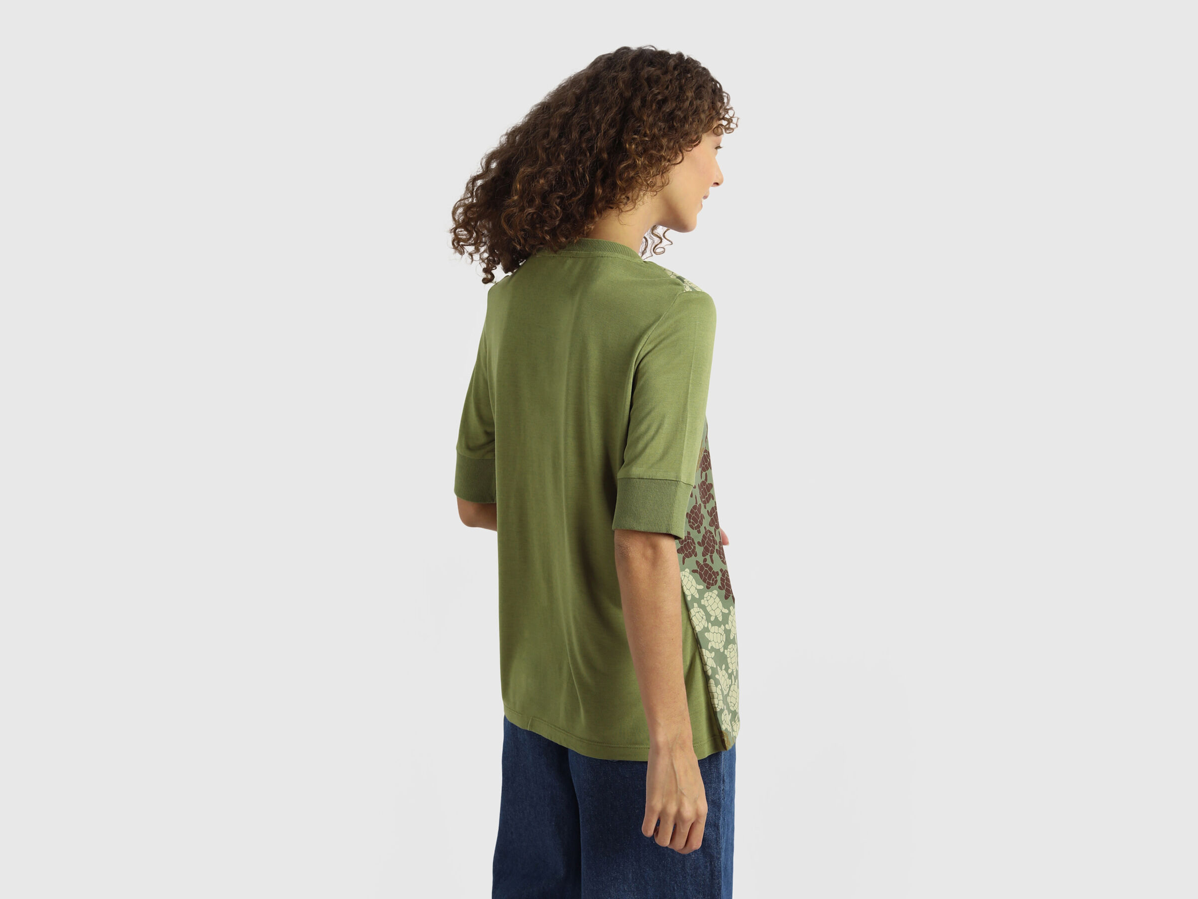 Short Sleeve Knit Woven Top Wt Turtle  Print image number 2