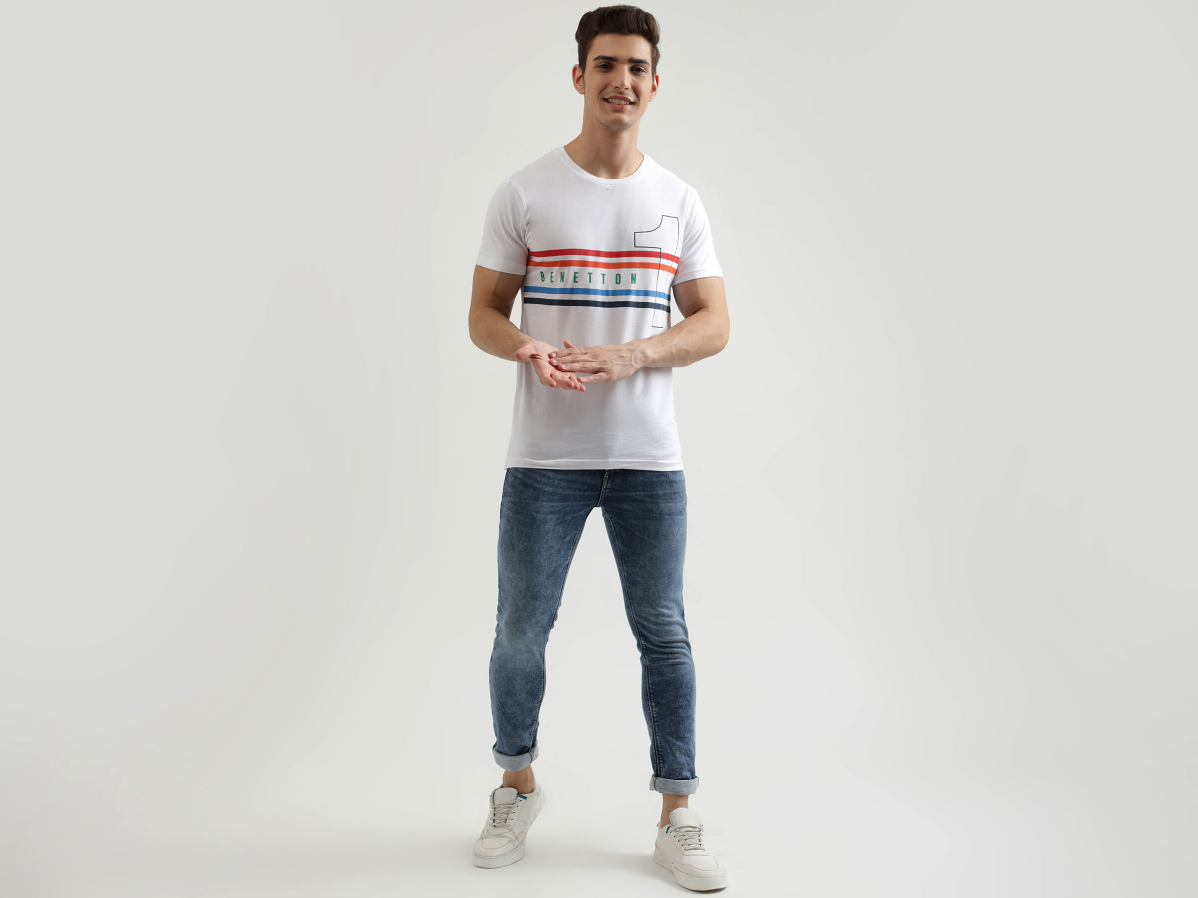 Skinny Fit Faded Blue Knit Jeans image number 3
