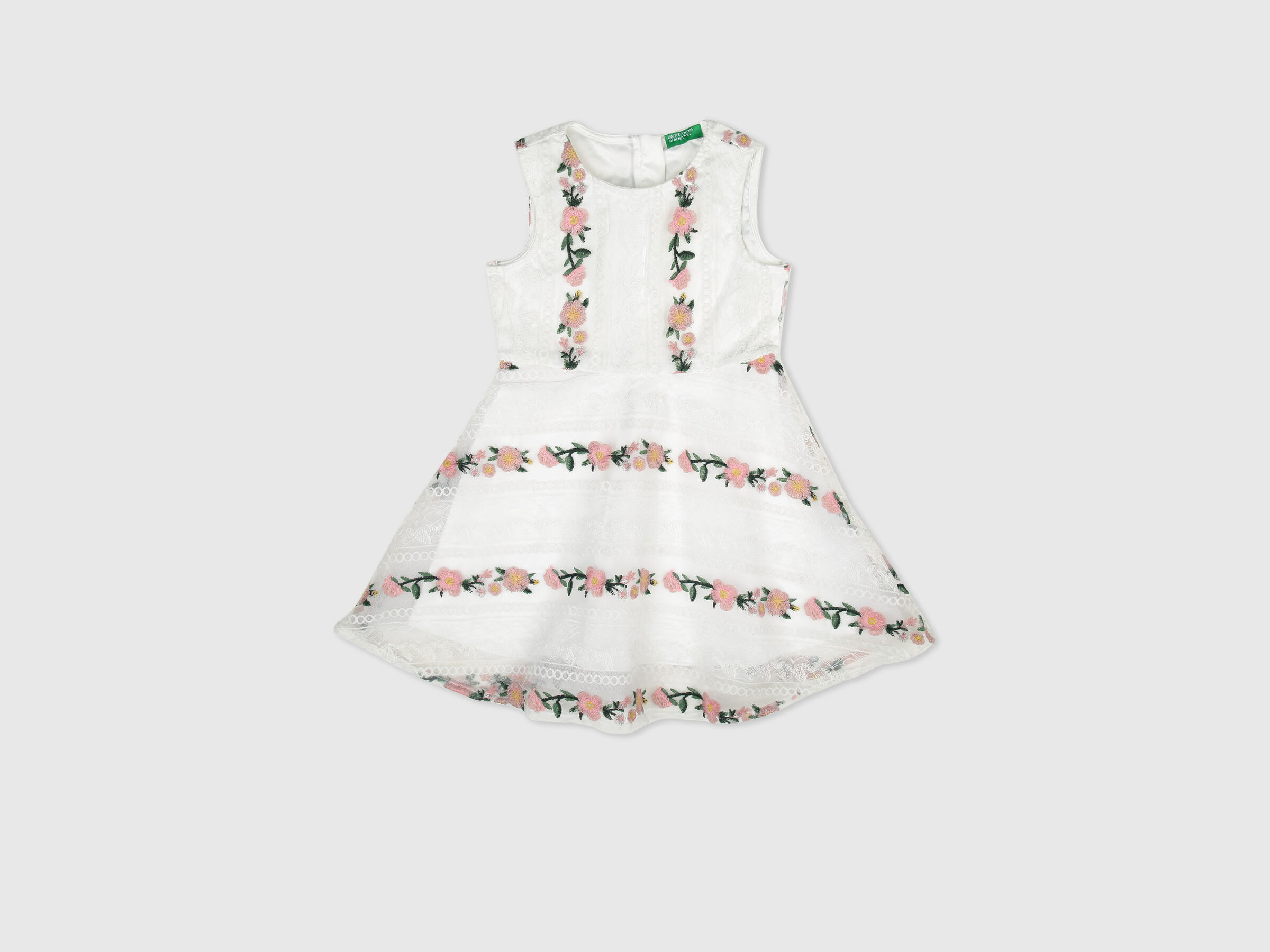 Striper Flower Lace DreShort Sleeve image number 0