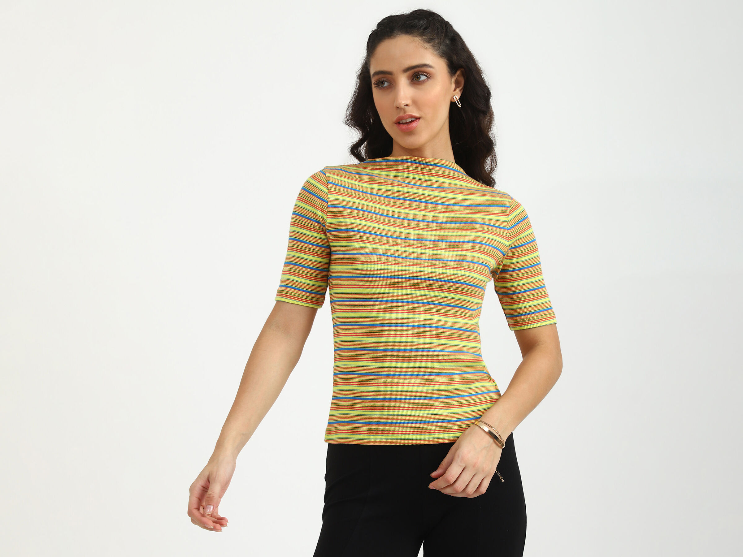3/4TH SLV MULTI COLOUR YD TOP image number 0