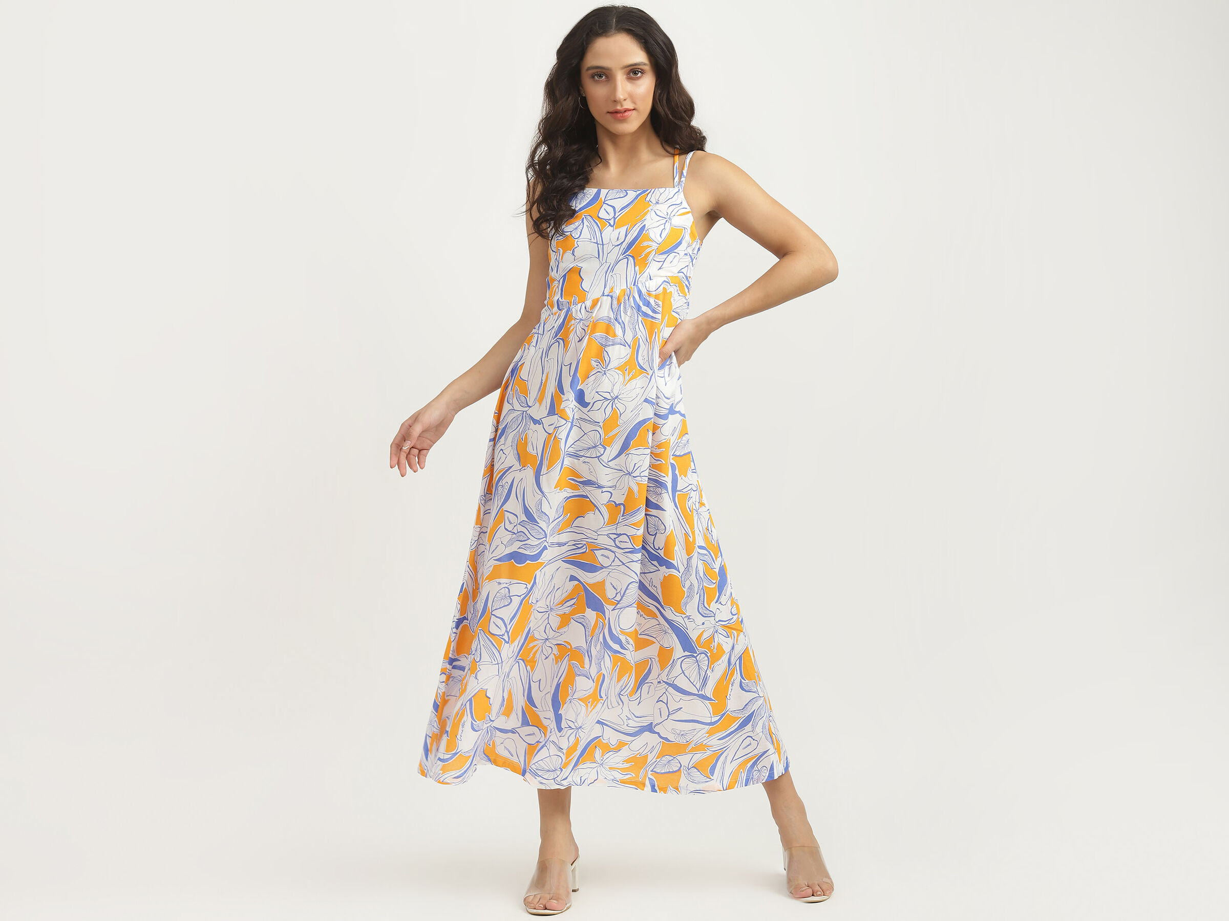 Noodle Strap Maxi DreShort Sleeve With AShort Sleeve ymetrica image number 0