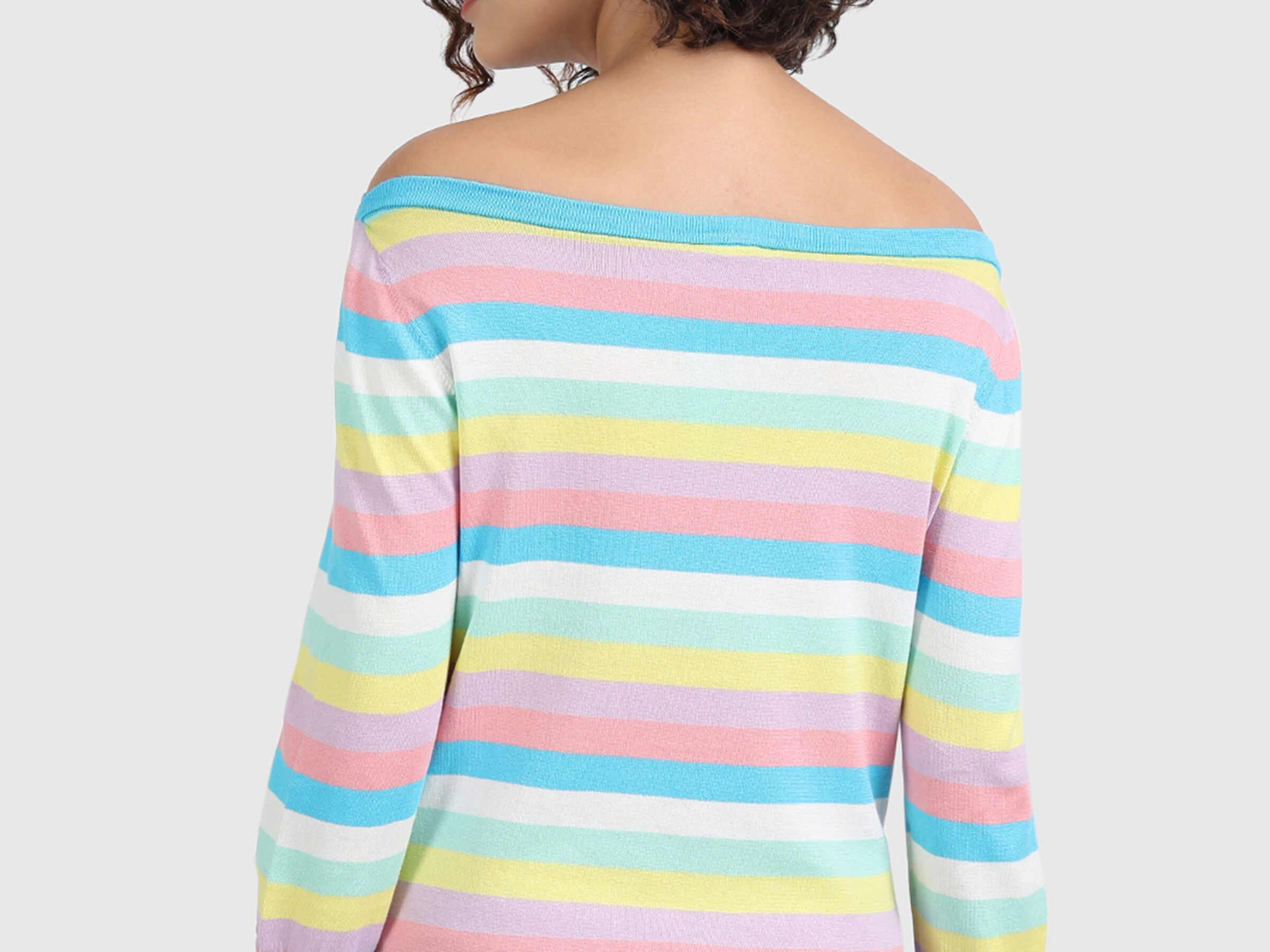 Cotton Boat Neck Striped Sweater image number 1