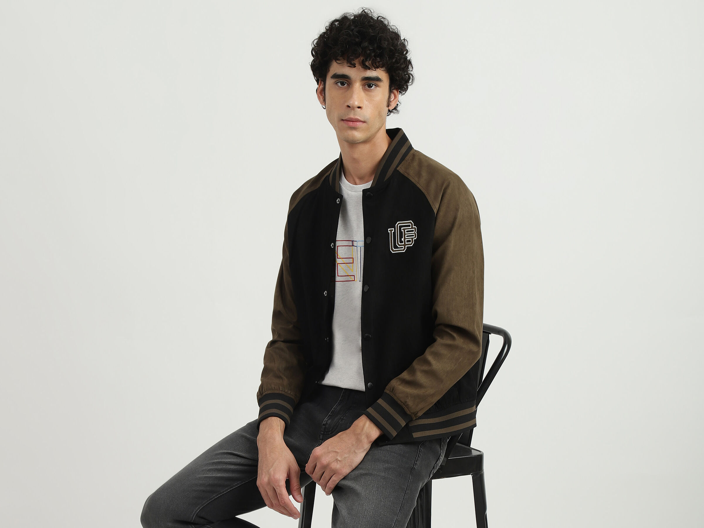 SUEDE VARSITY BOMBER JACKET image number 4
