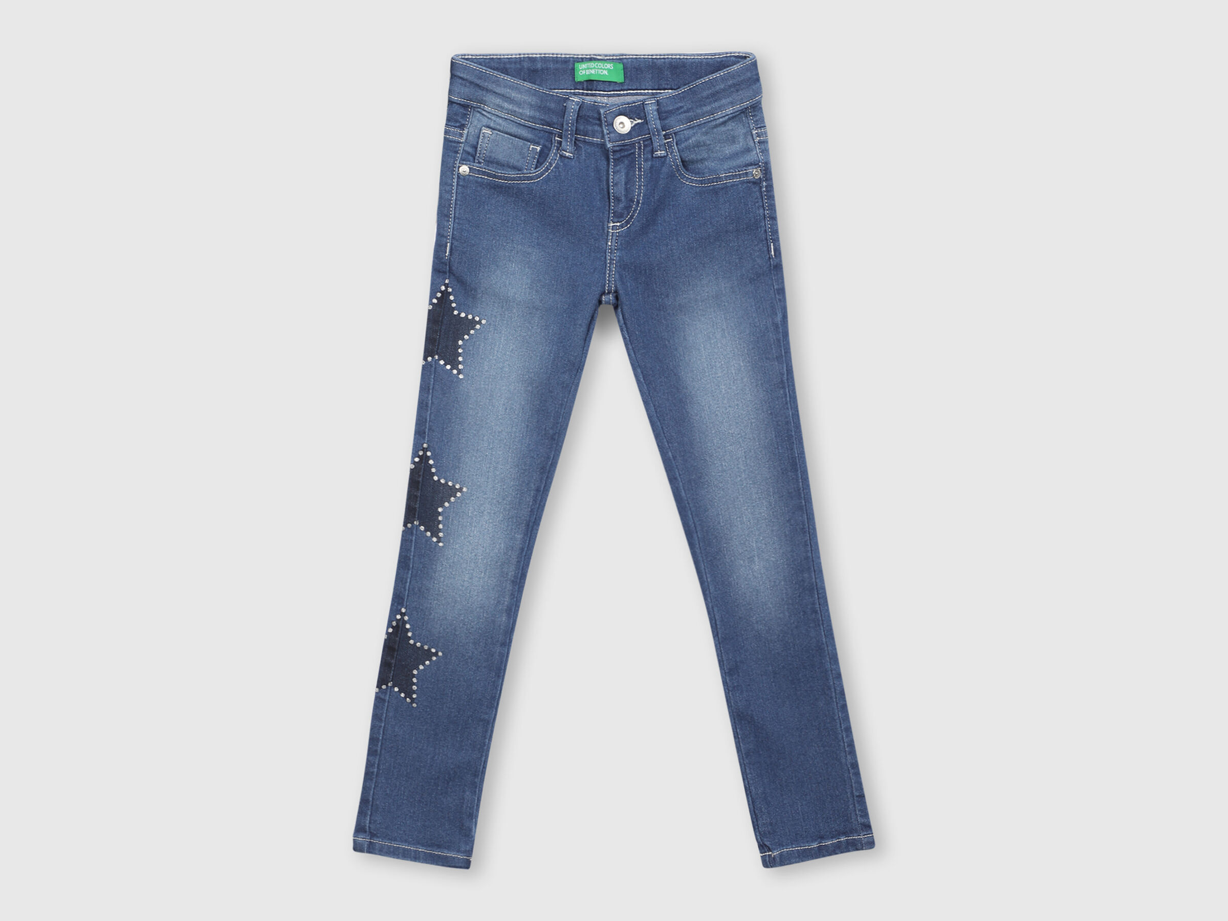 Block denim jeans with glitter image number 0