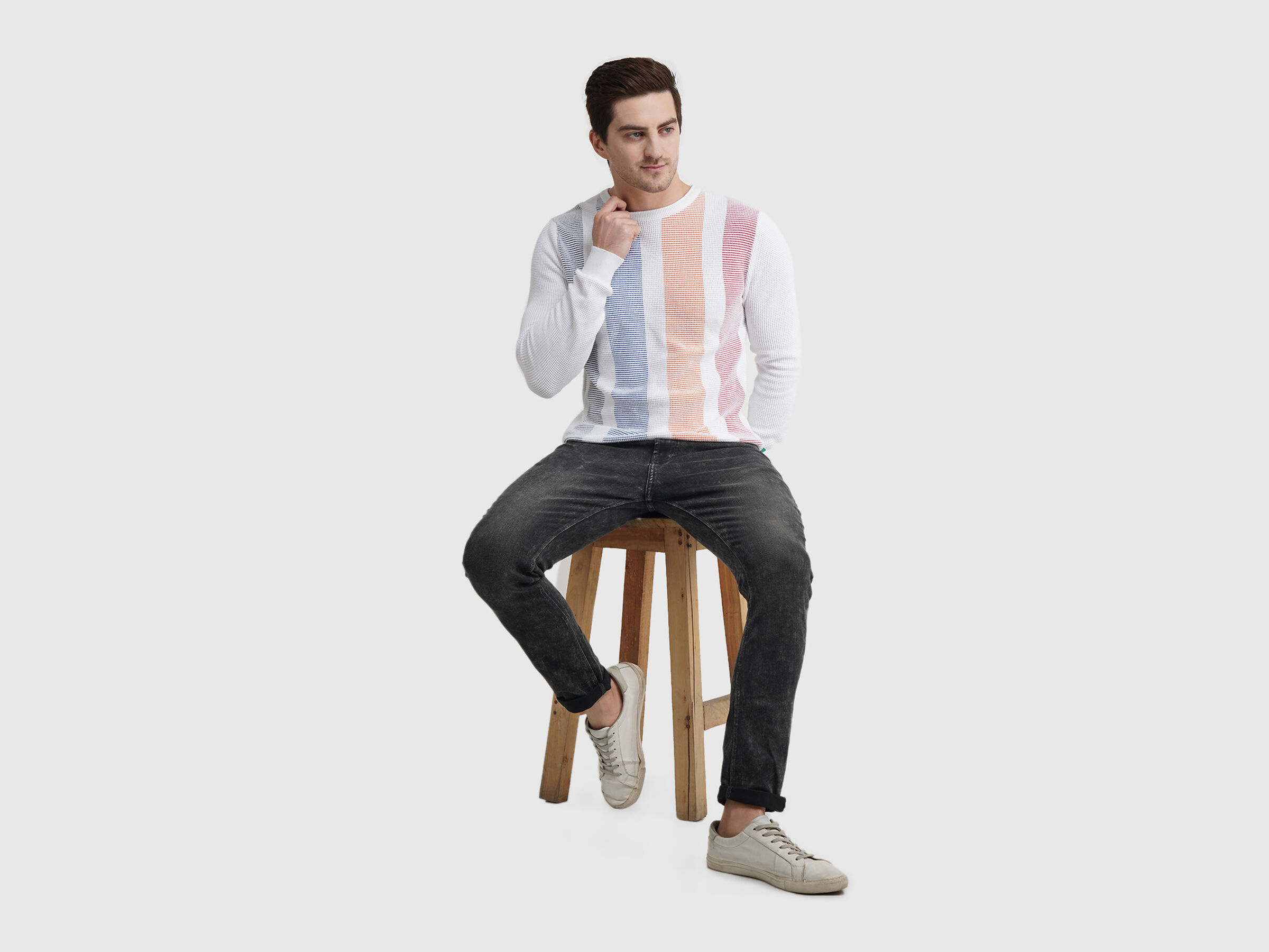 Vertical Striped Plating Sweater image number 2
