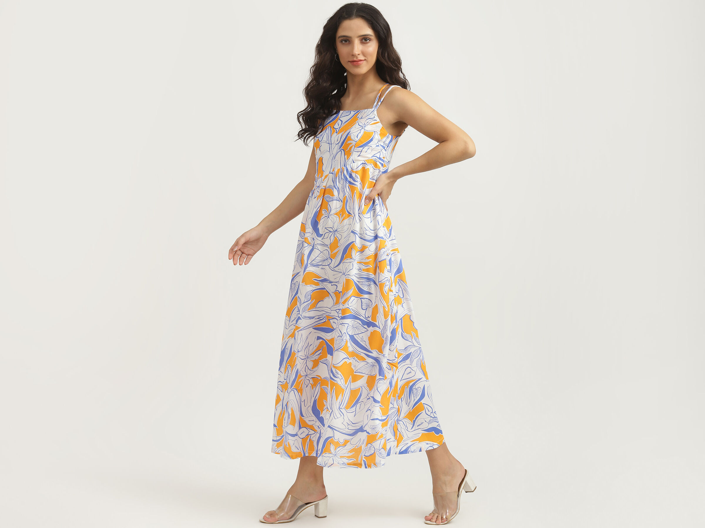 Noodle Strap Maxi DreShort Sleeve With AShort Sleeve ymetrica image number 1