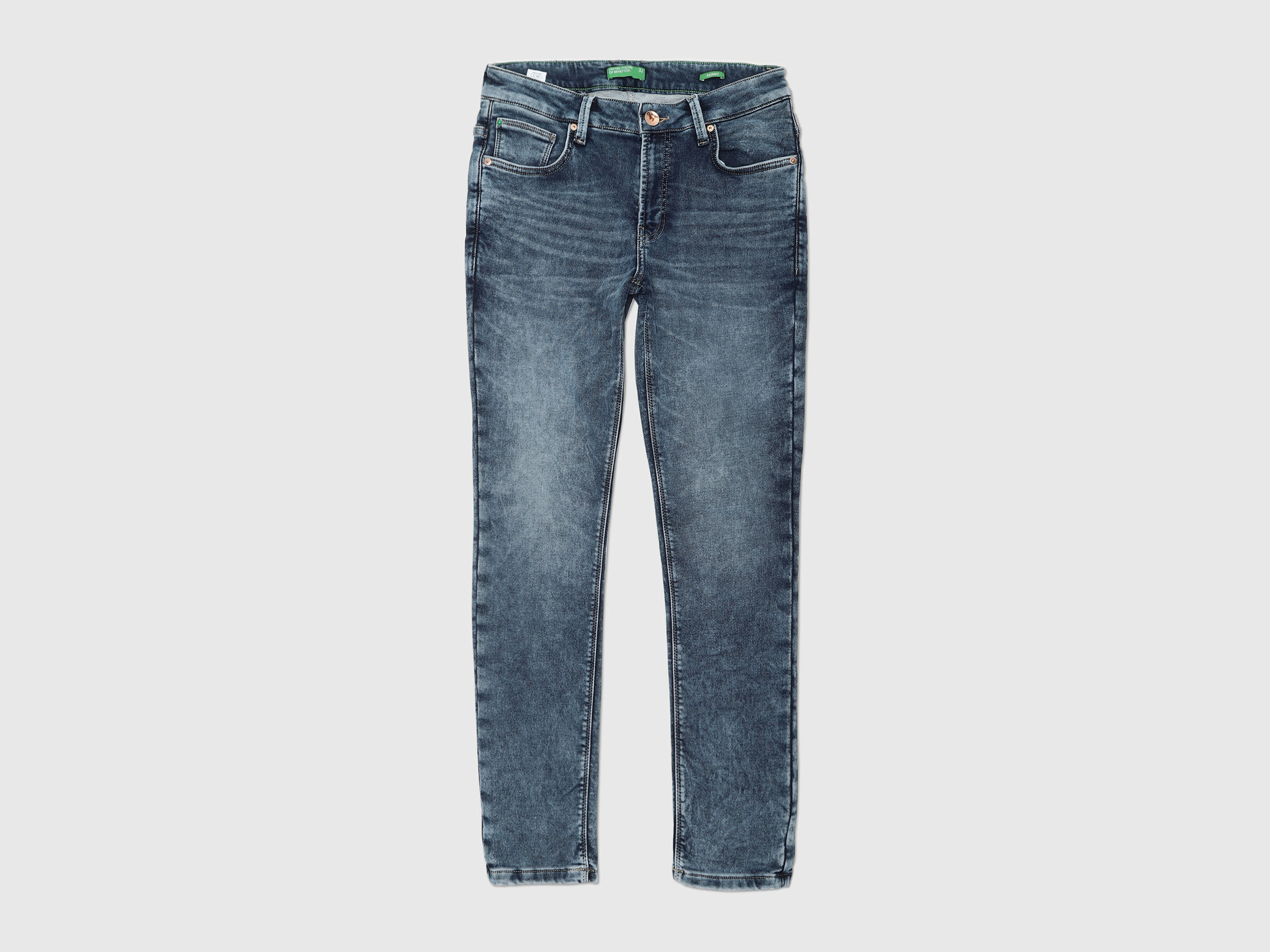 Skinny Fit Faded Blue Knit Jeans image number 5