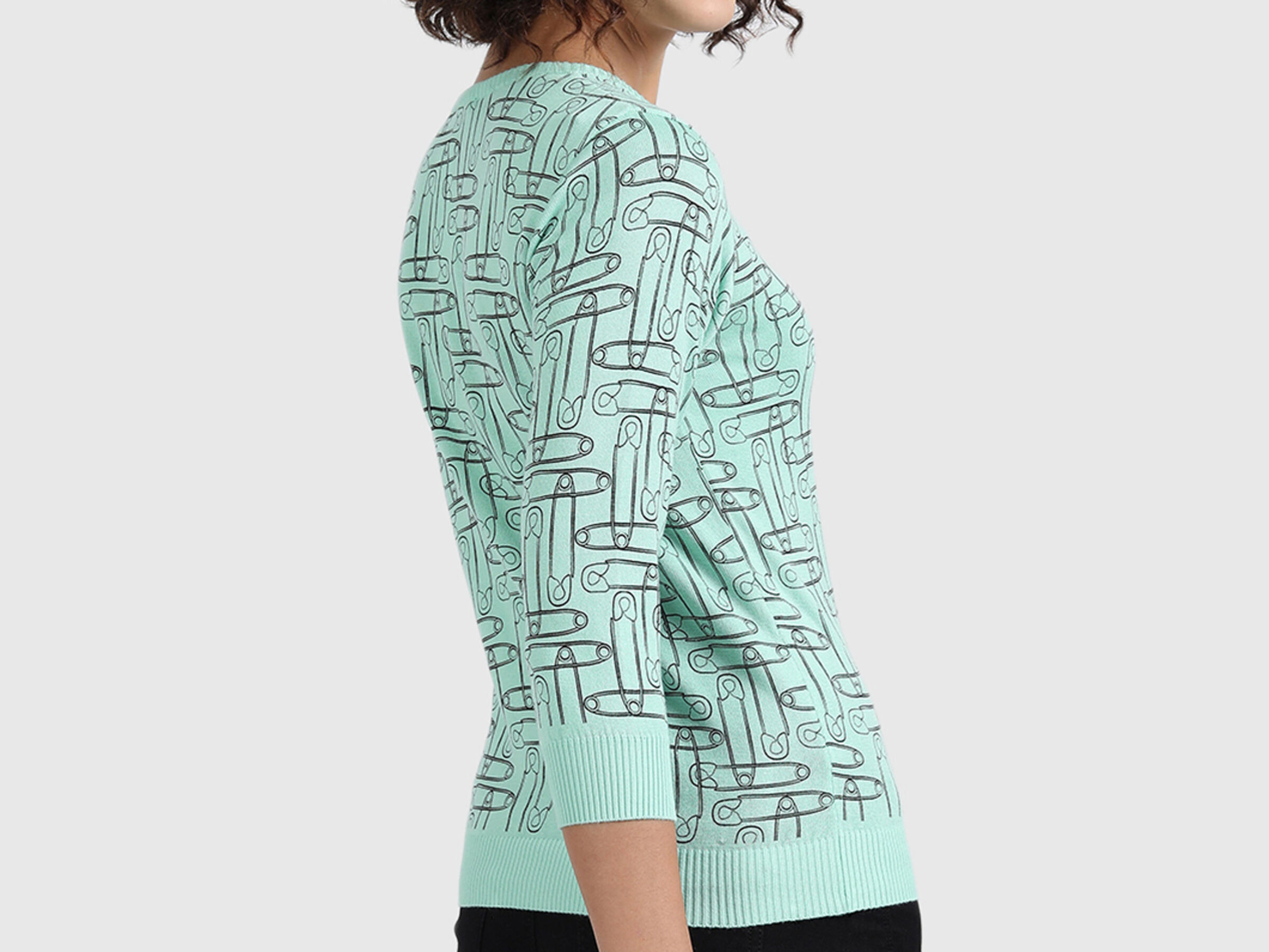 Pure Cotton Tricot Top with V-Neck image number 1