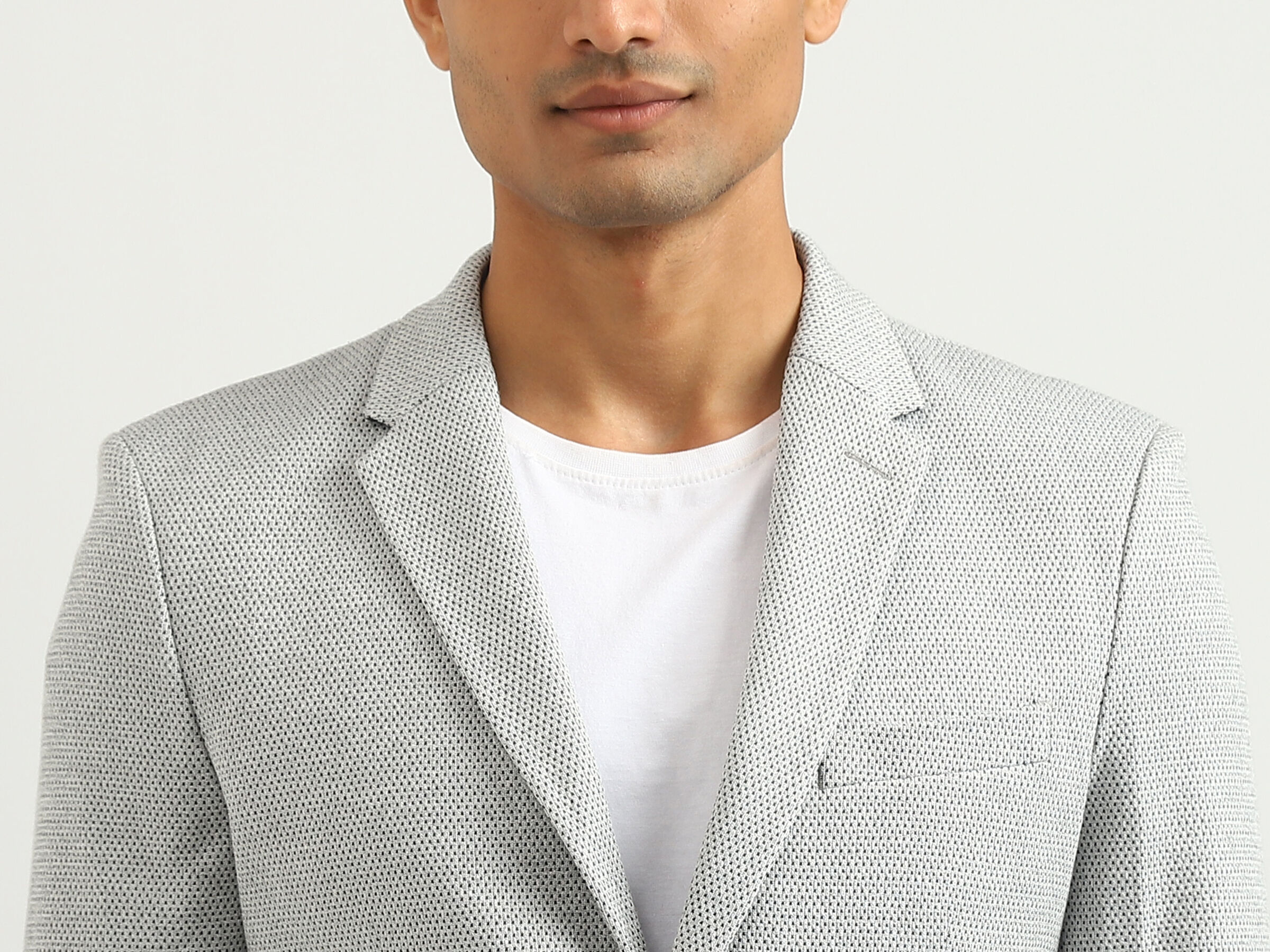 MESH STRUCTURE KNIT BLAZER image number 5